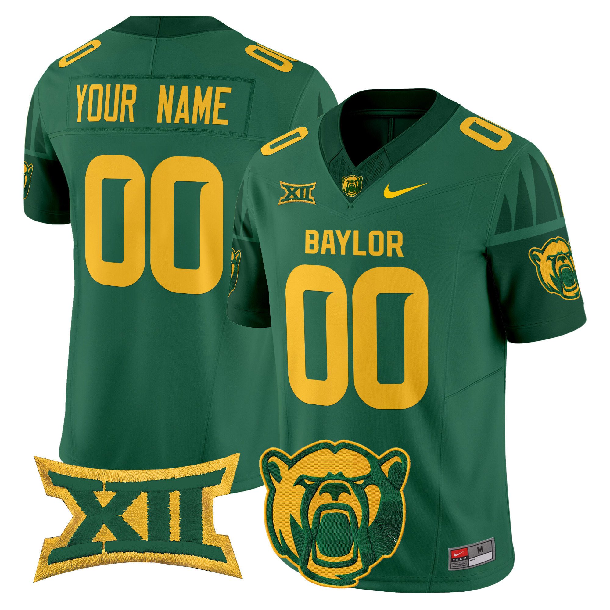 Men's Baylor Bears 2025 Vapor Limited Custom Green Jersey V2 - All Stitched