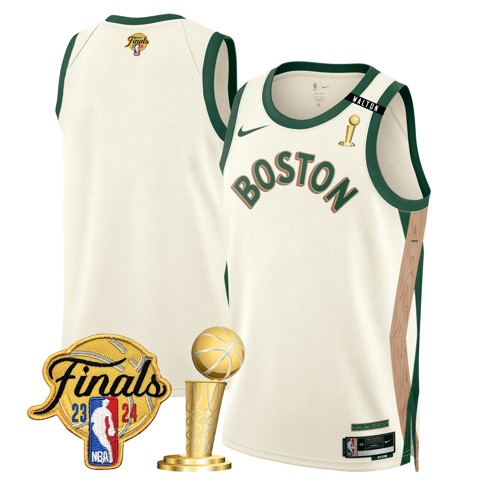 Men's Boston Celtics 2024 Final & Champions Patch Swingman 23/24 City Jersey V2 - All Stitched