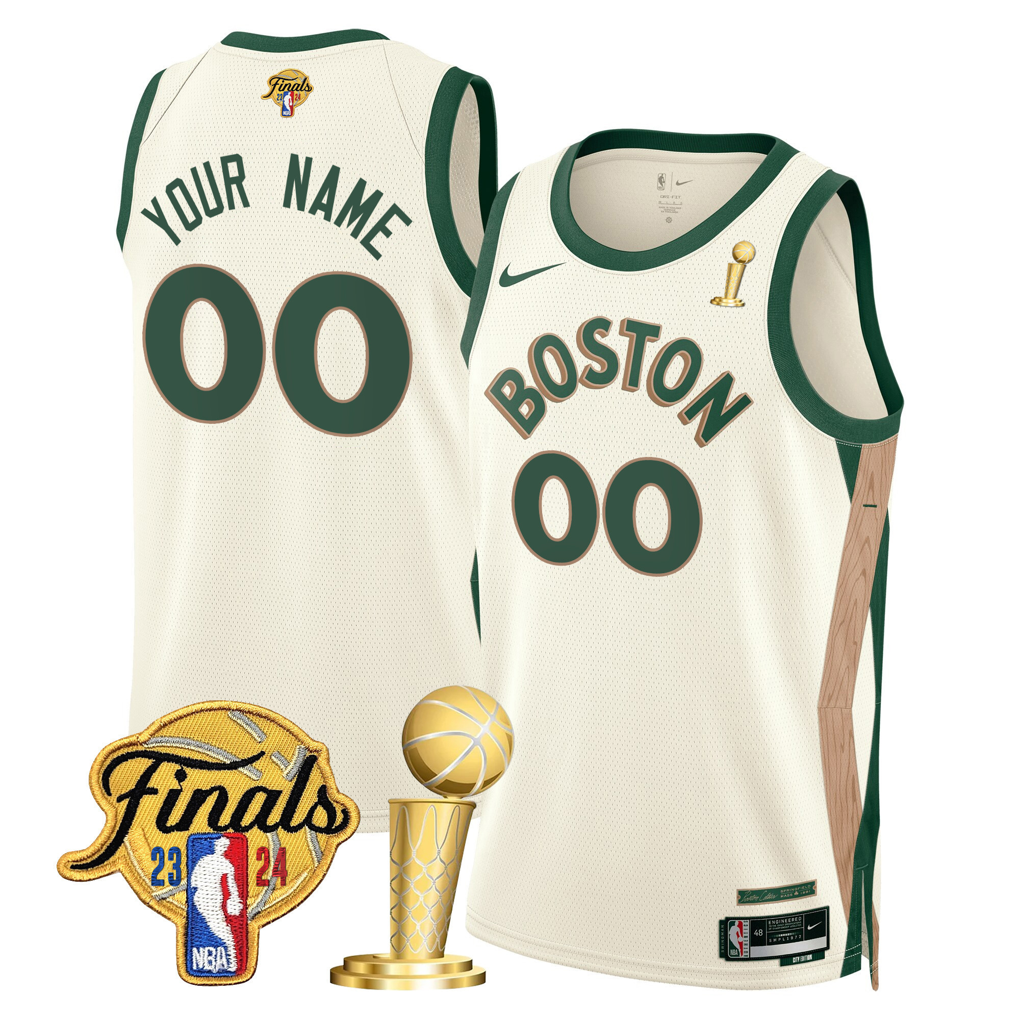 Men's Boston Celtics 2024 Final & Champions Patch Swingman Custom 23/24 City Jersey - All Stitched