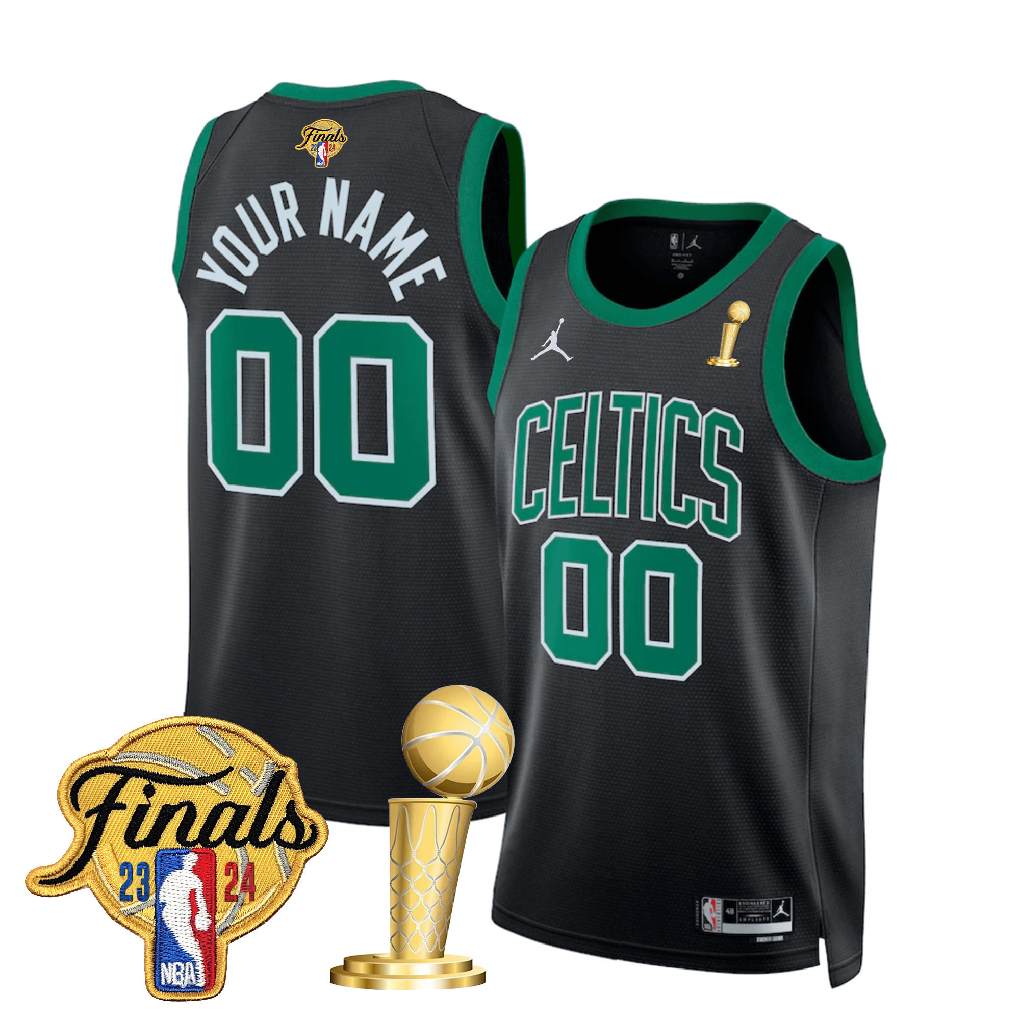 Men's Boston Celtics 2024 Final & Champions Patch Swingman Custom Statement Jersey - All Stitched