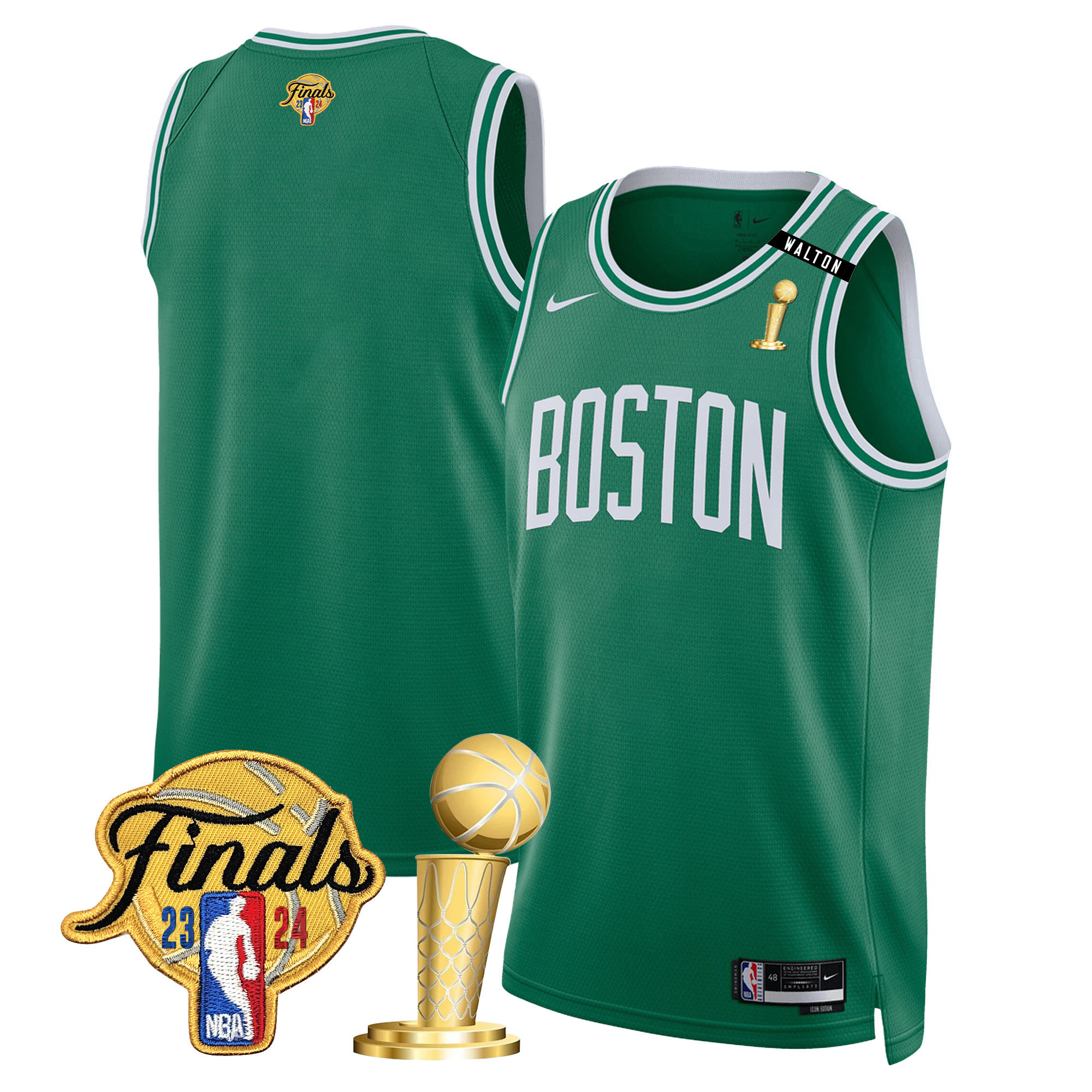 Men's Boston Celtics 2024 Final & Champions Patch Swingman Icon Jersey V2 - All Stitched