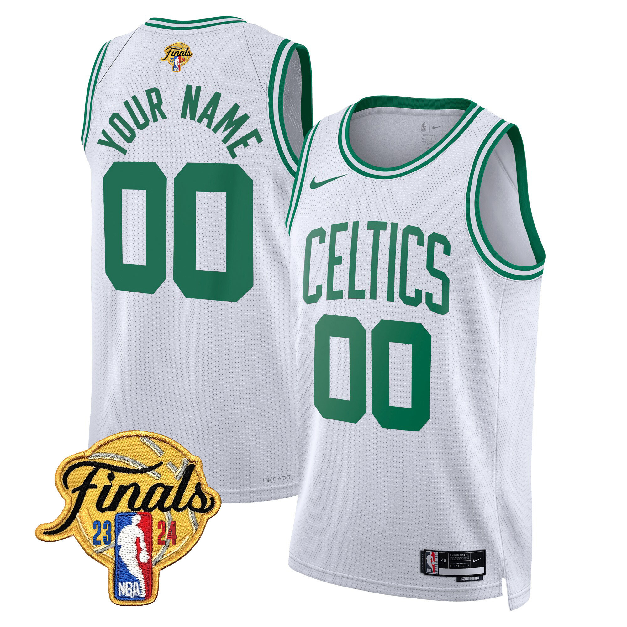 Men's Boston Celtics 2024 Finals Patch Swingman Custom Association Jersey - All Stitched