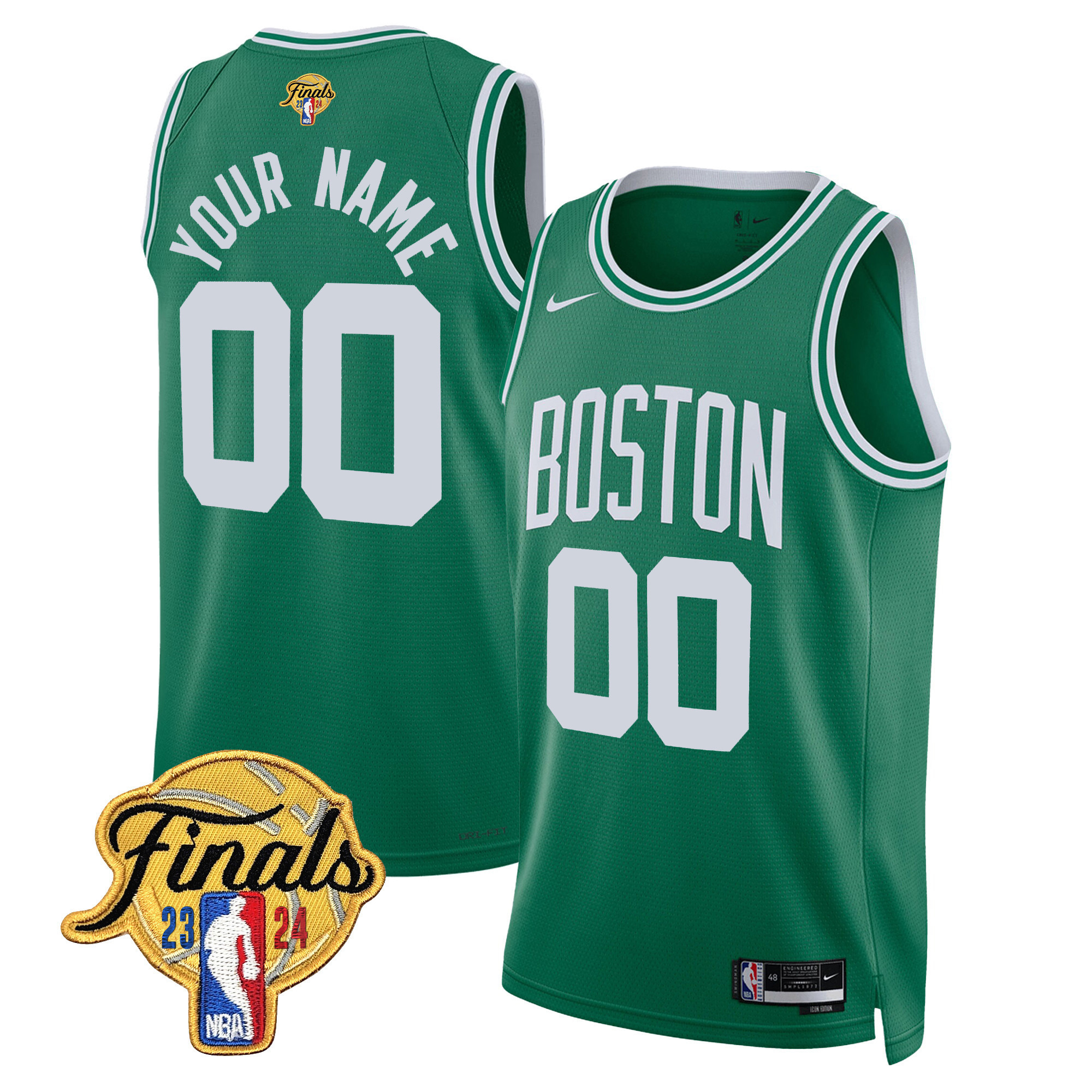 Men's Boston Celtics 2024 Finals Patch Swingman Custom Icon Jersey - All Stitched