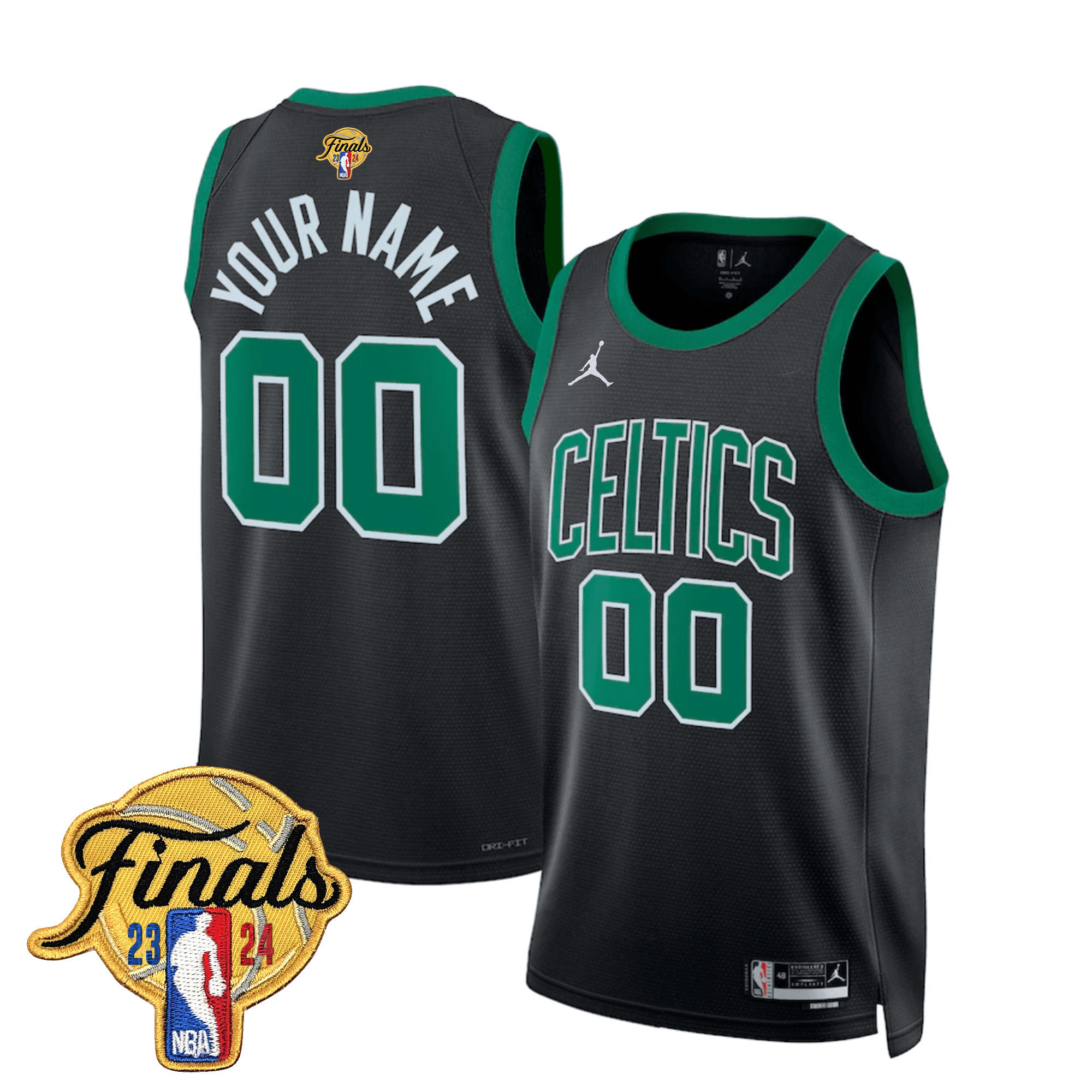 Men's Boston Celtics 2024 Finals Patch Swingman Custom Statement Jersey - All Stitched
