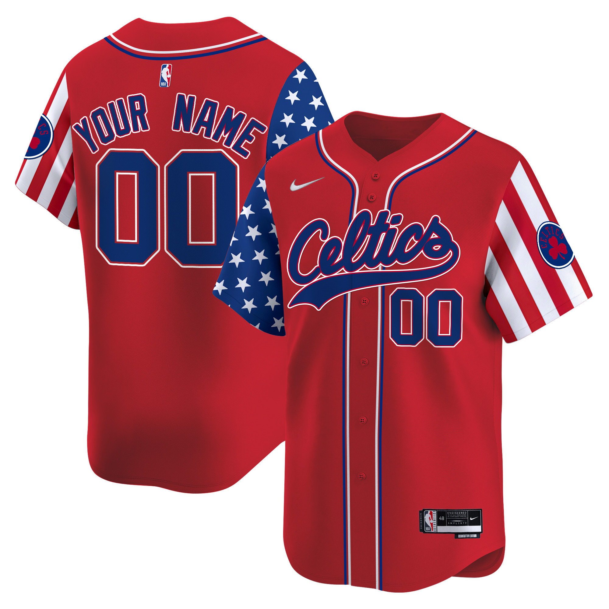 Men's Boston Celtics 2024 Independence Day Vapor Premier Limited Custom Red Jersey - All Stitched