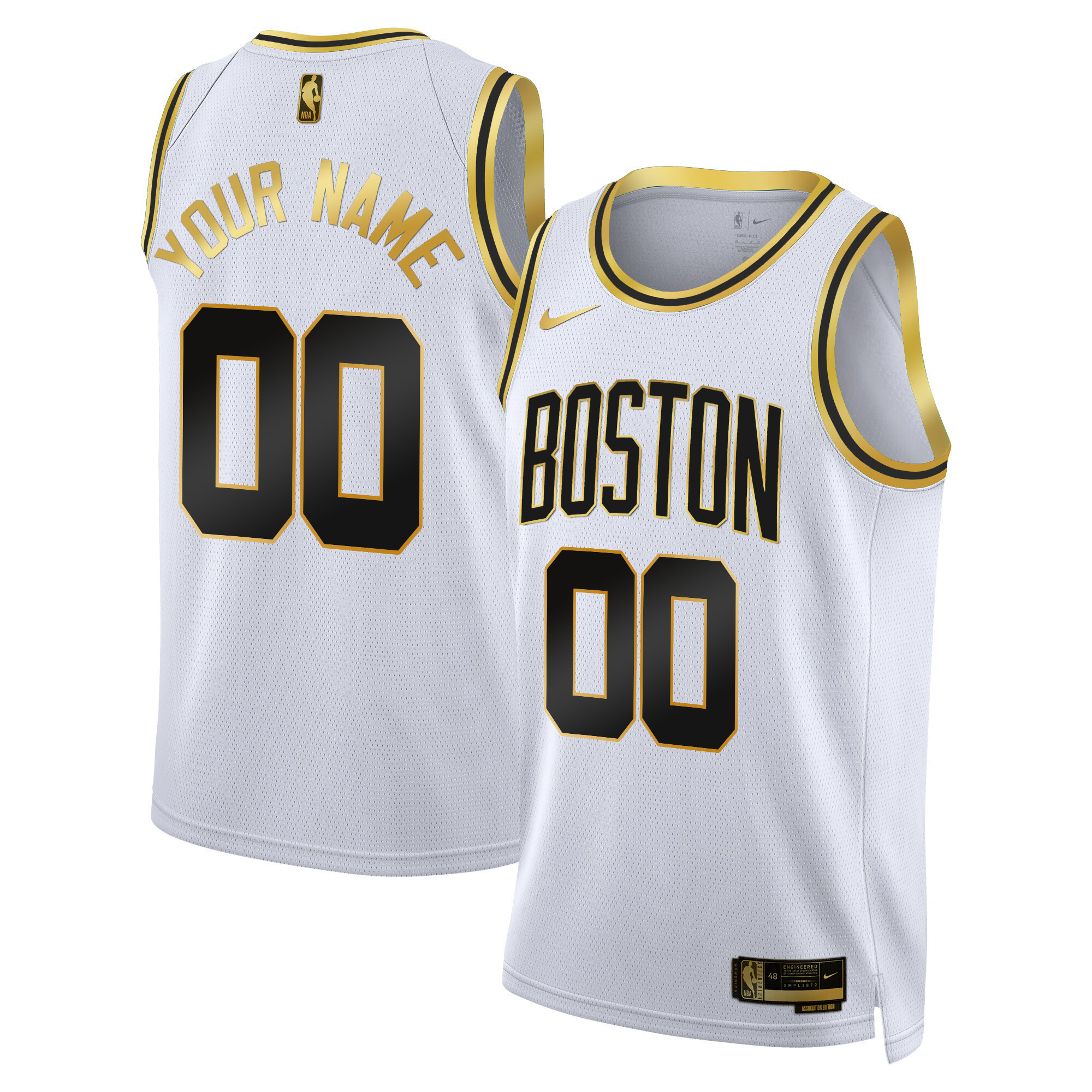Men's Boston Celtics 2024 Swingman Custom White Gold Jersey - All Stitched