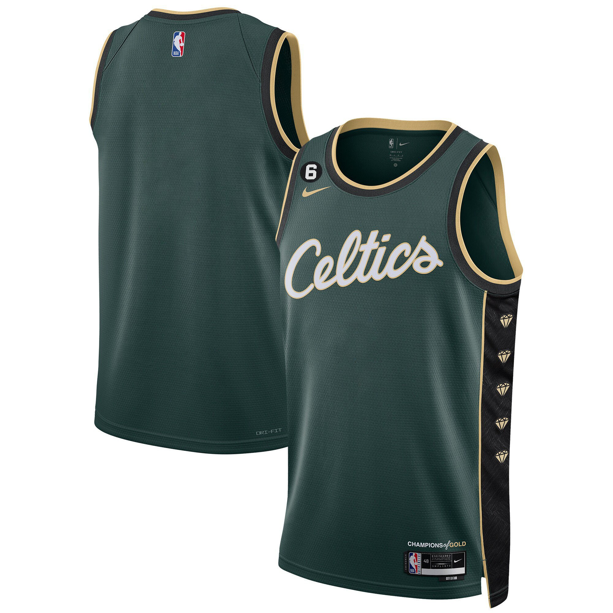 Men's Boston Celtics Bill Russell Patch Collection City Jersey - All Stitched