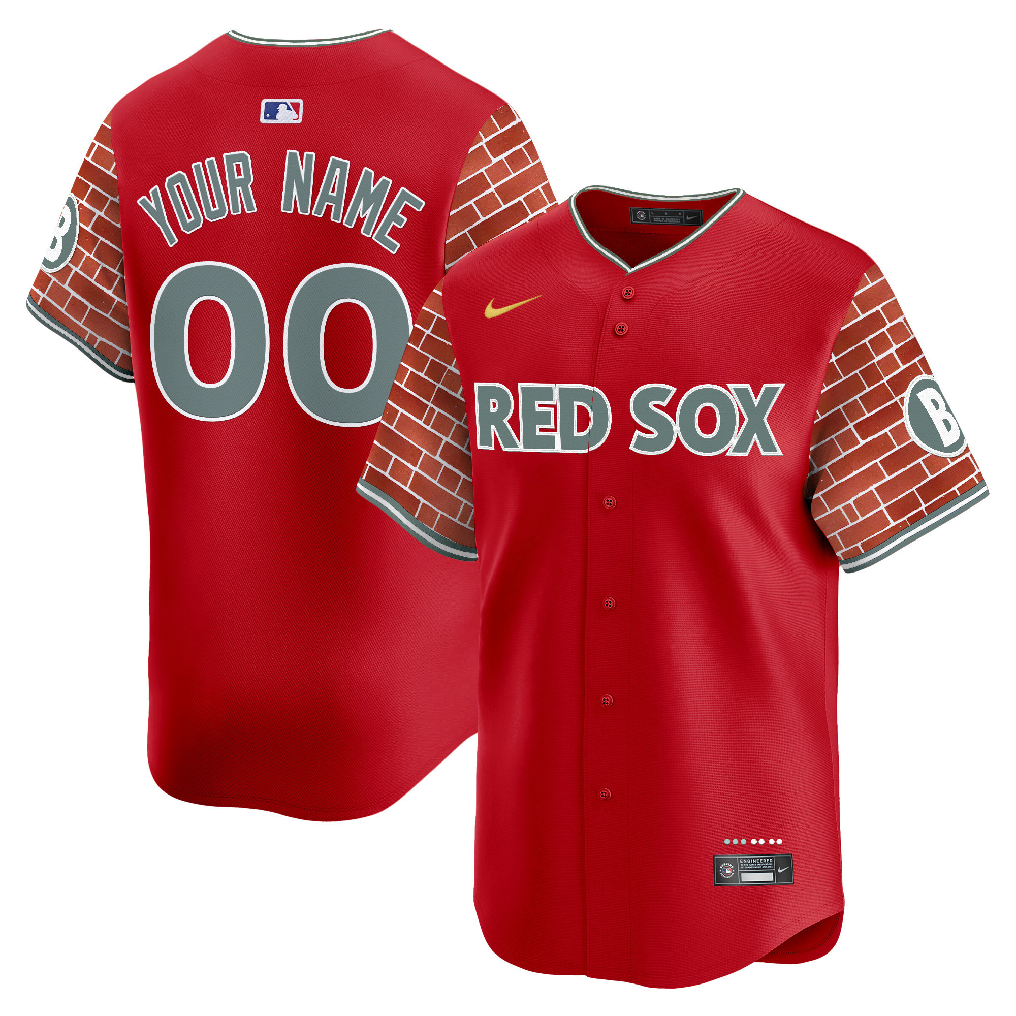 Men's Boston Red Sox 2025 Fenway Red Brick Style Vapor Premier Limited Custom Red Jersey - Stitched