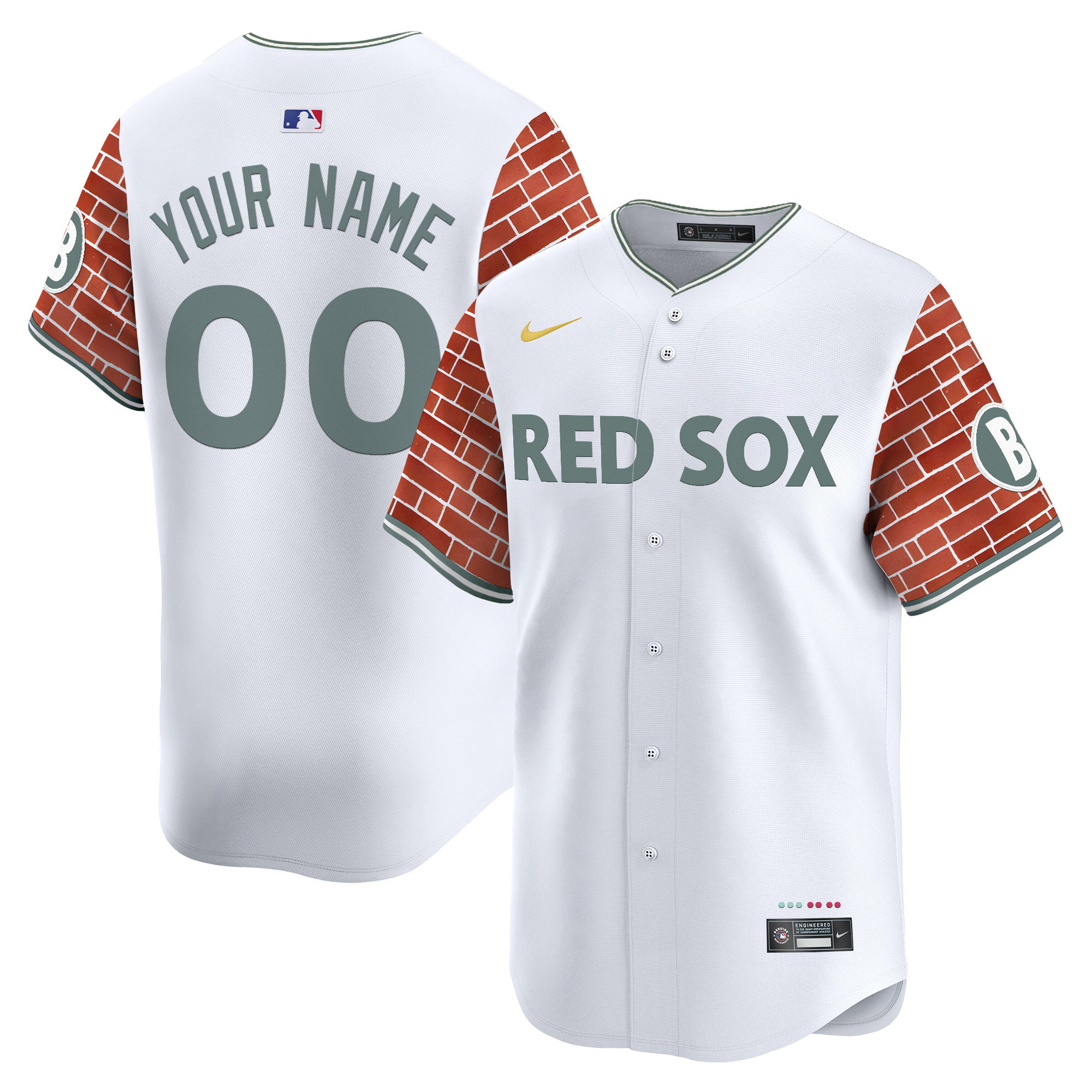 Men's Boston Red Sox 2025 Fenway Red Brick Style Vapor Premier Limited Custom White Jersey - Stitched