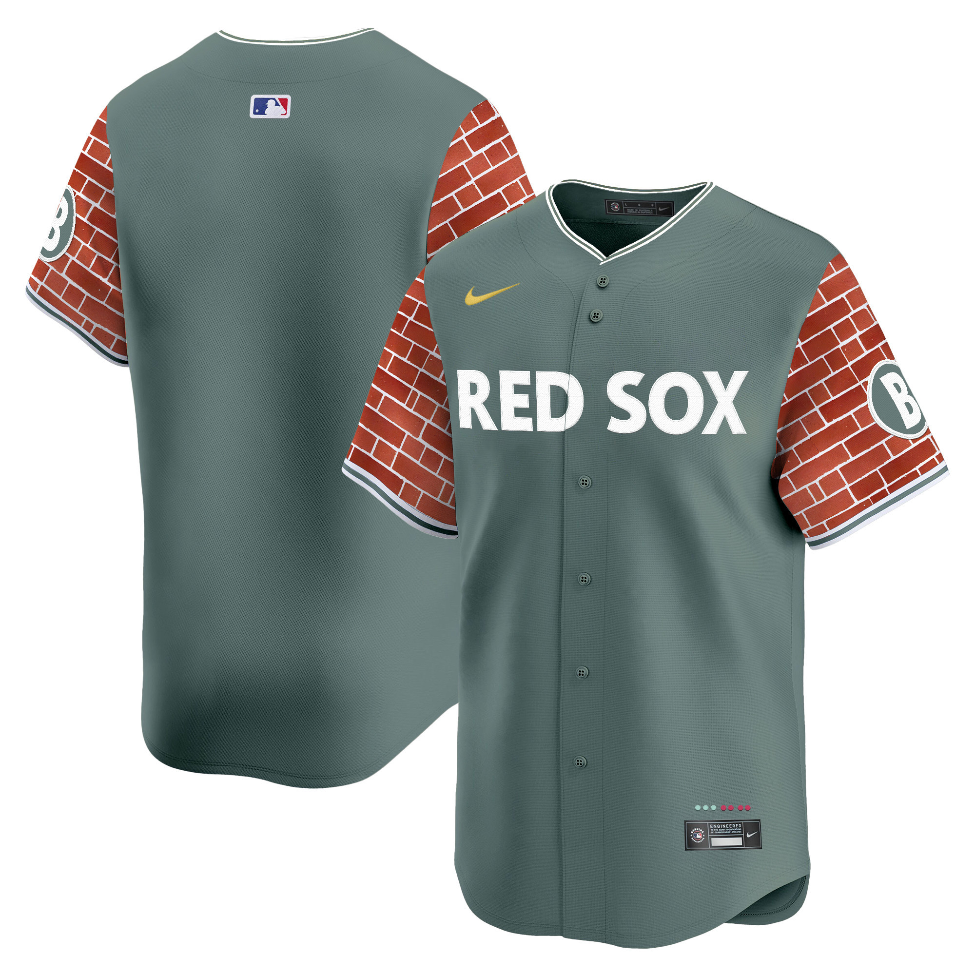 Men's Boston Red Sox 2025 Fenway Red Brick Style Vapor Premier Limited Green Jersey - Stitched