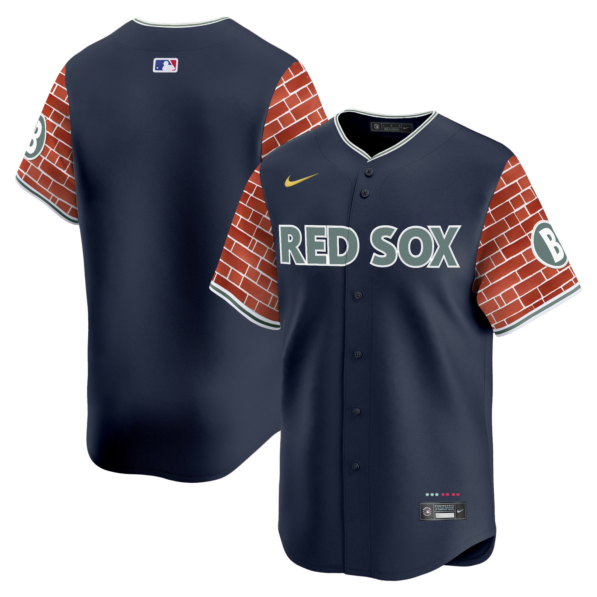 Men's Boston Red Sox 2025 Fenway Red Brick Style Vapor Premier Limited Navy Jersey - Stitched