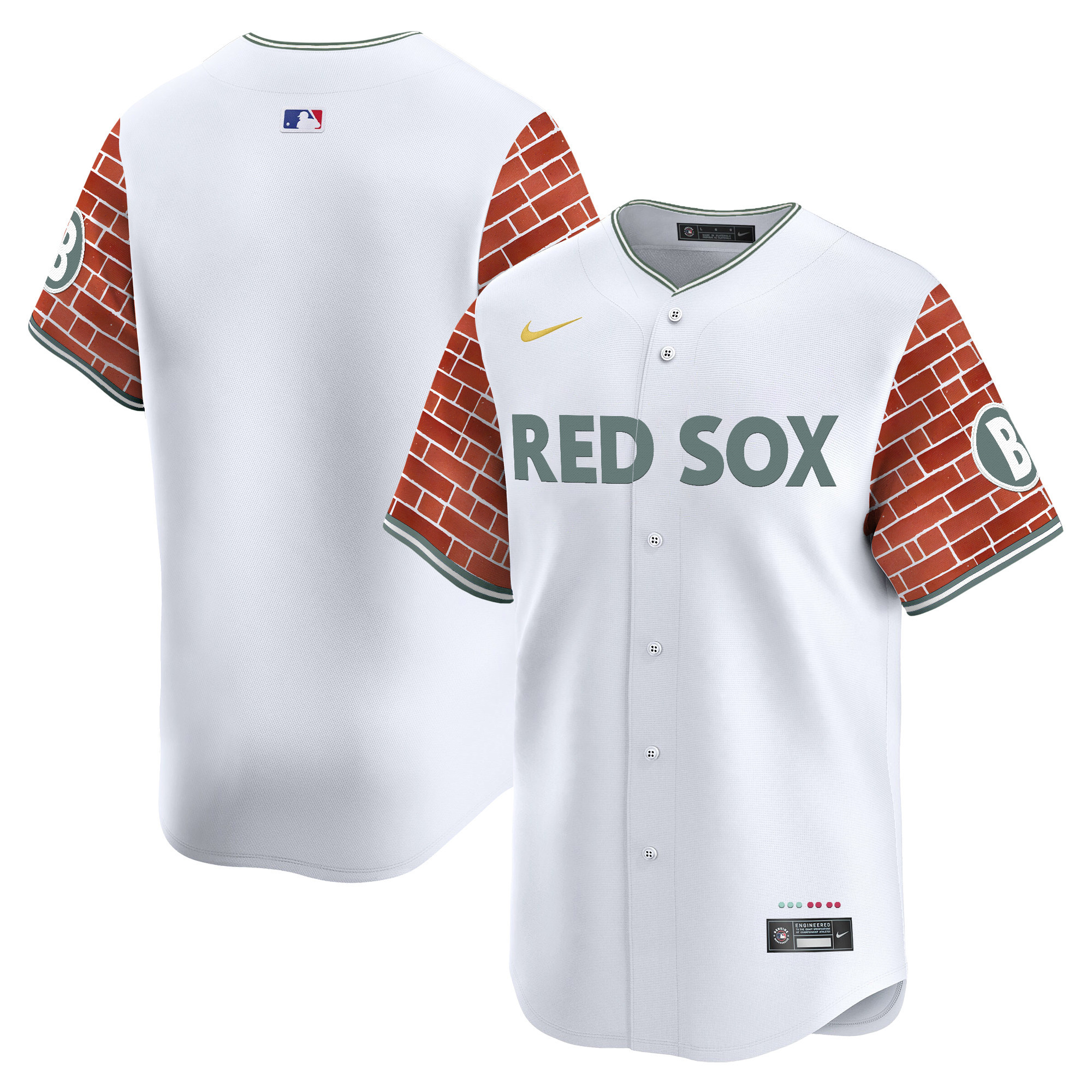 Men's Boston Red Sox 2025 Fenway Red Brick Style Vapor Premier Limited White Jersey - Stitched