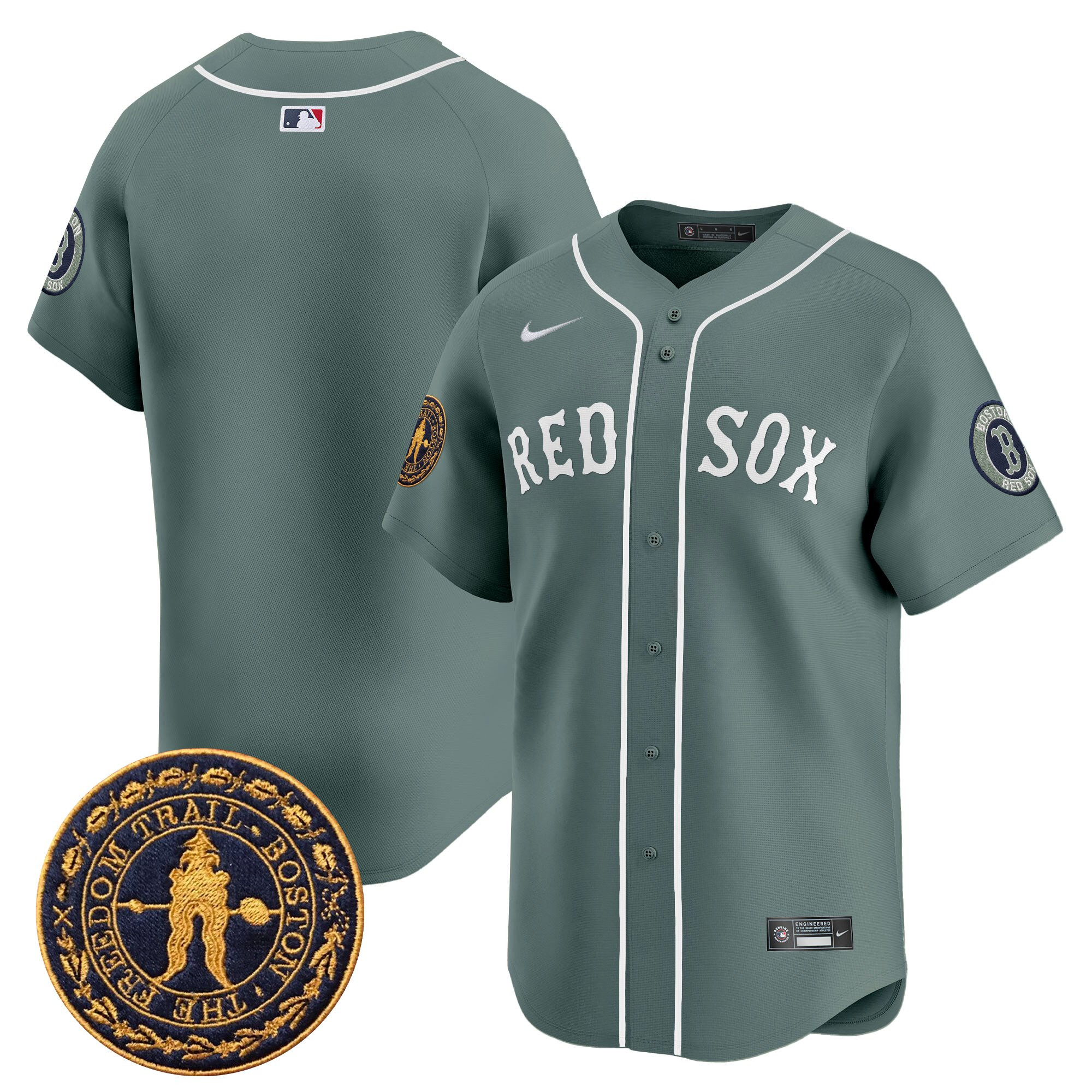 Men's Boston Red Sox Freedom Trail Patch Vapor Premier Limited Green Jersey - All Stitched