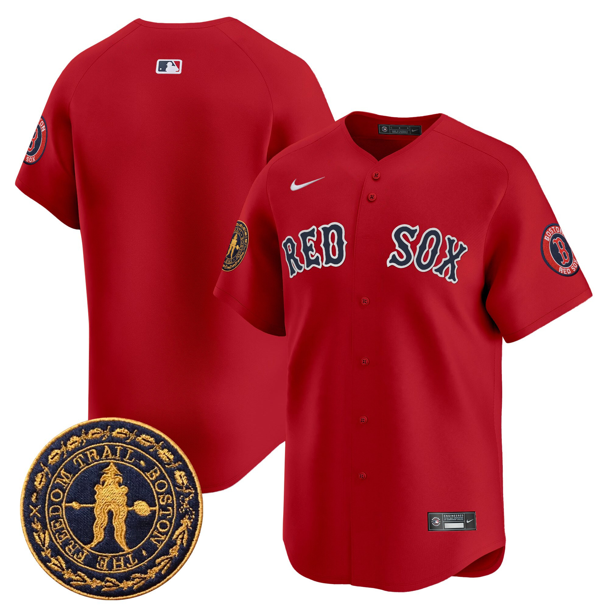 Men's Boston Red Sox Freedom Trail Patch Vapor Premier Limited Red Jersey - All Stitched