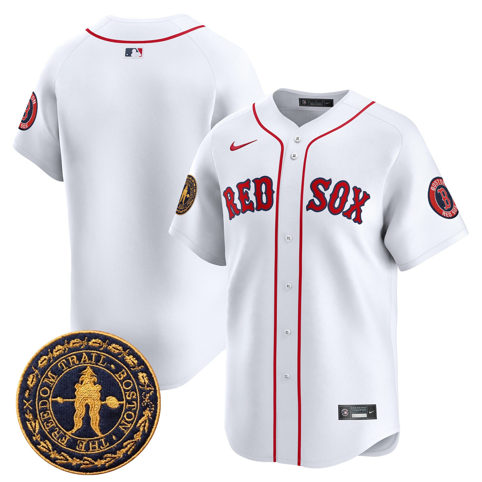 Men's Boston Red Sox Freedom Trail Patch Vapor Premier Limited White Jersey - All Stitched