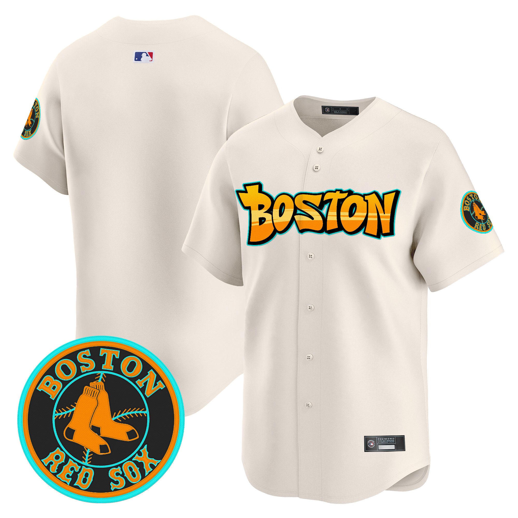 Men's Boston Red Sox 'Graffiti Streetstyle Edition Vapor Premier Limited Cream Jersey - All Stitched