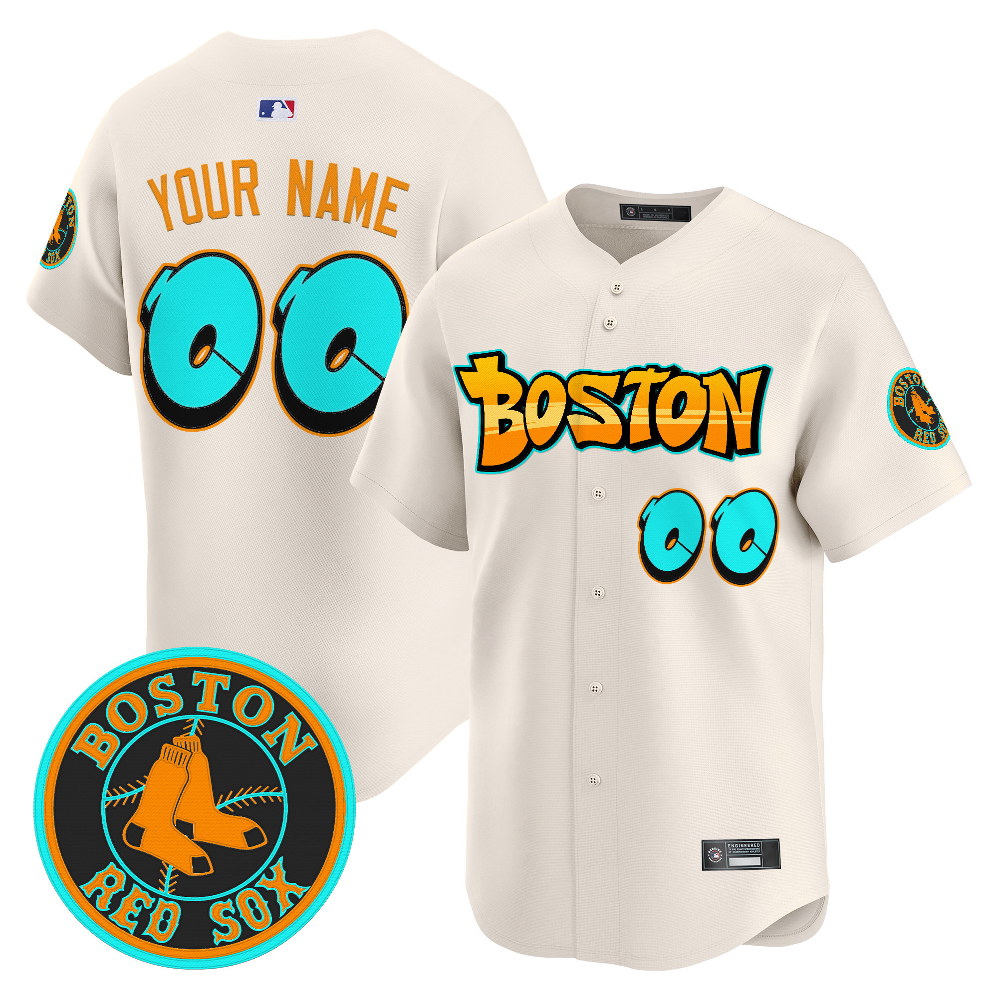 Men's Boston Red Sox 'Graffiti Streetstyle Edition Vapor Premier Limited Custom Cream Jersey - All Stitched