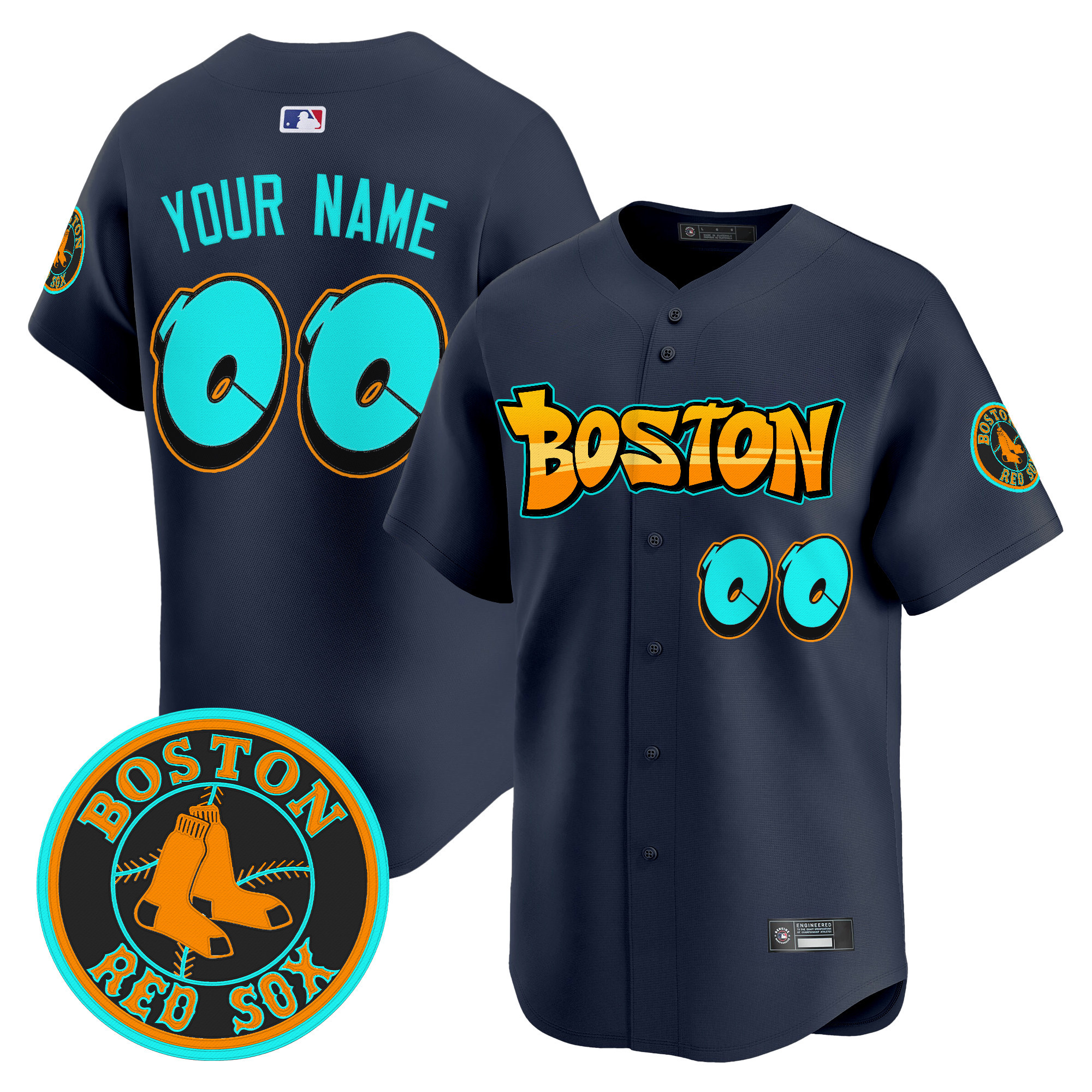 Men's Boston Red Sox 'Graffiti Streetstyle Edition Vapor Premier Limited Custom Navy Jersey - All Stitched