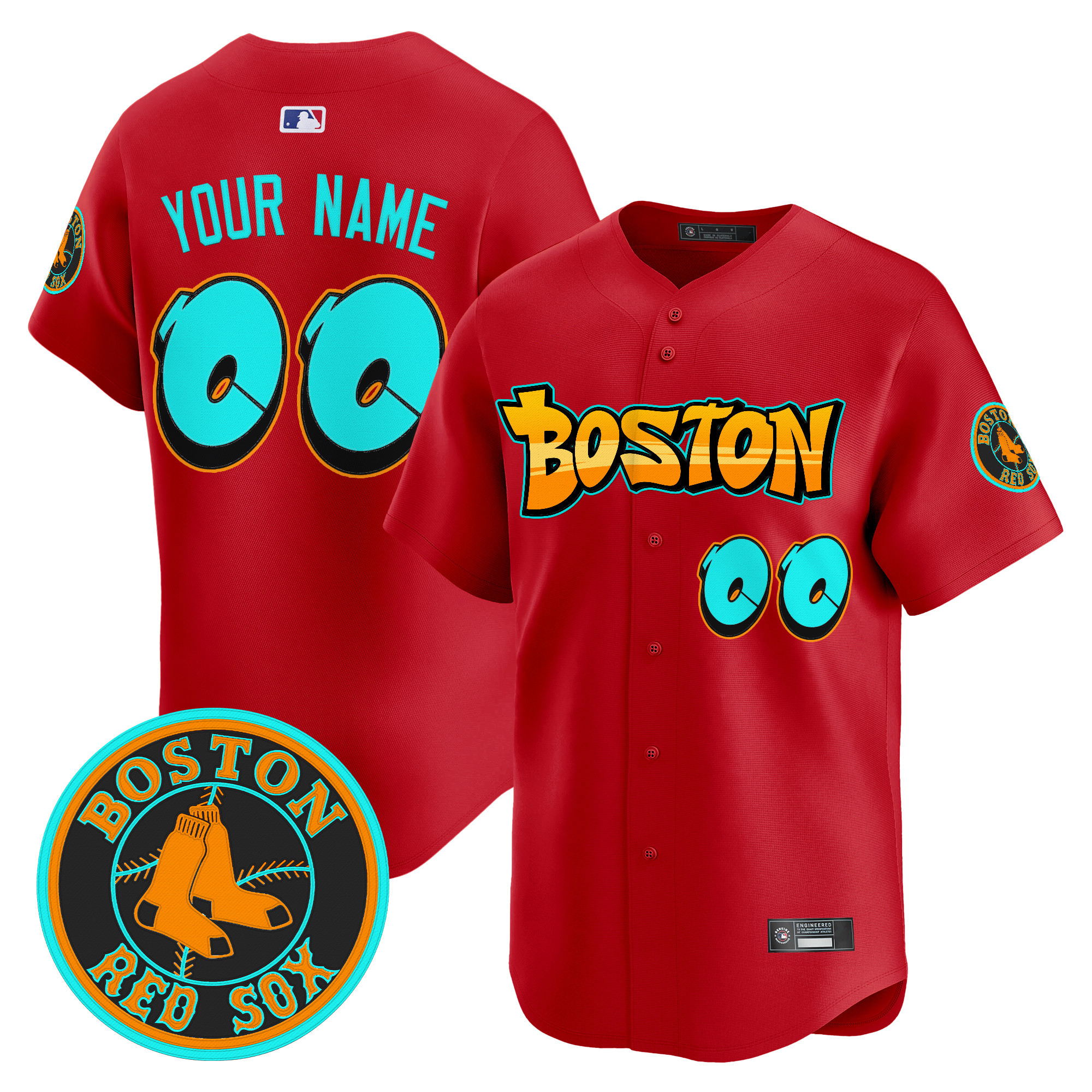 Men's Boston Red Sox 'Graffiti Streetstyle Edition Vapor Premier Limited Custom Red Jersey - All Stitched