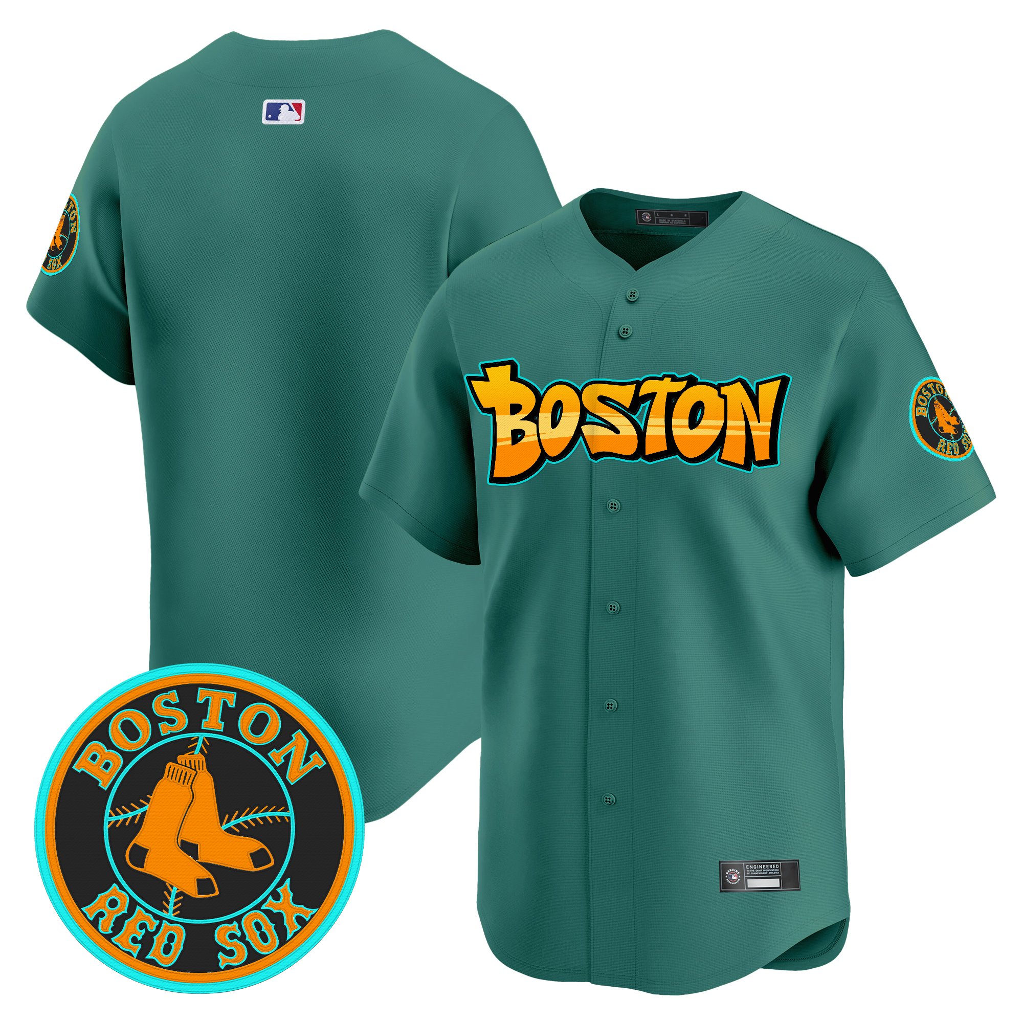 Men's Boston Red Sox 'Graffiti Streetstyle Edition Vapor Premier Limited Green Monster Jersey - All Stitched