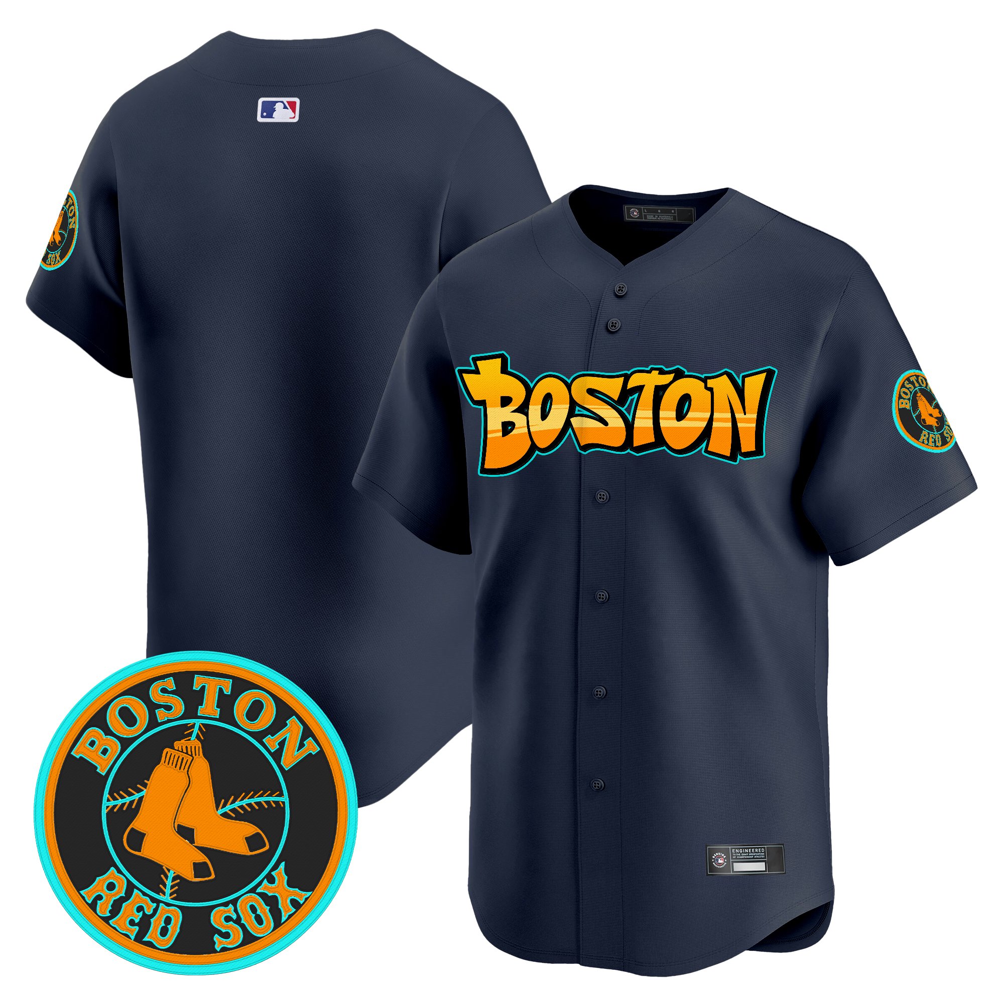 Men's Boston Red Sox 'Graffiti Streetstyle Edition Vapor Premier Limited Navy Jersey - All Stitched