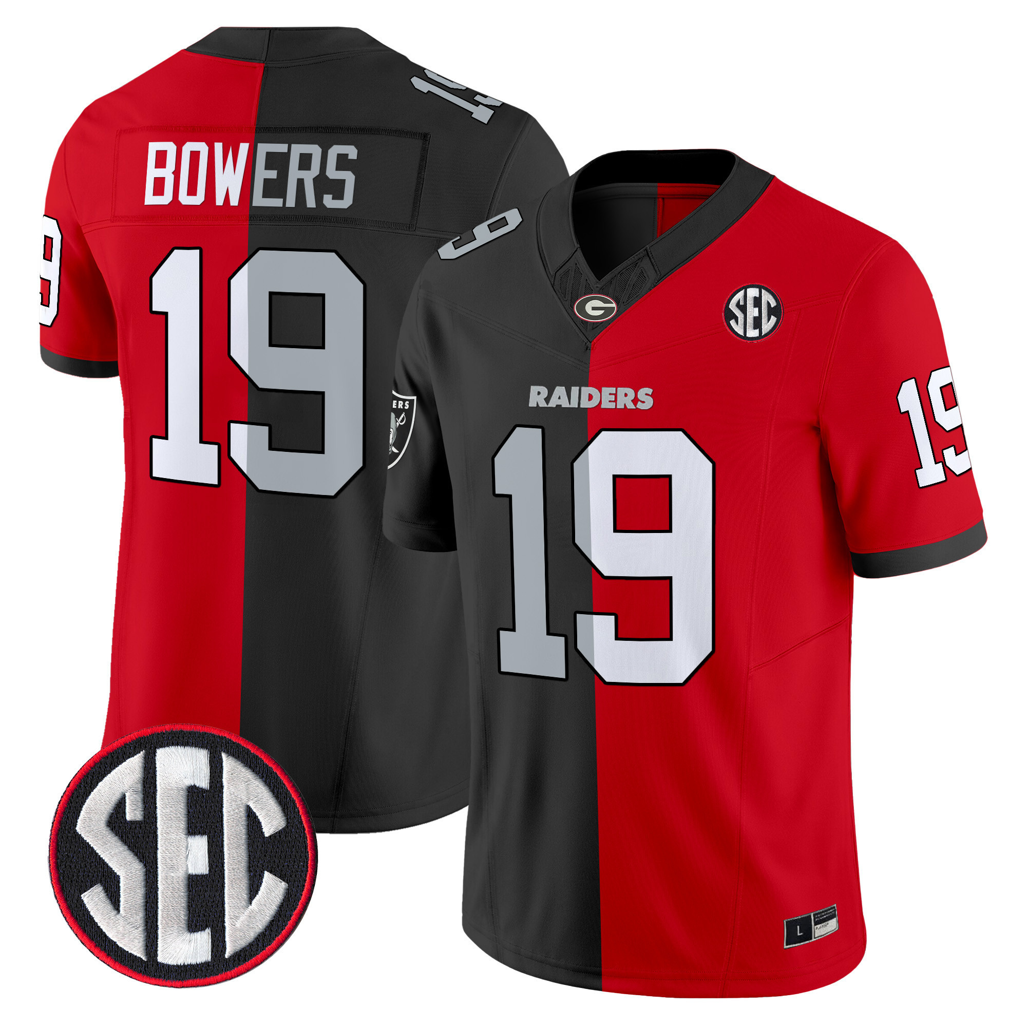 Men's Brock Bowers Las Vegas Raiders Split Vapor Limited #19 Red-Black Jersey - All Stitched