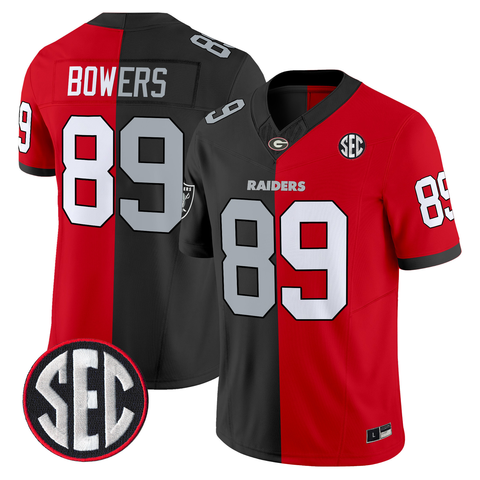 Men's Brock Bowers Las Vegas Raiders Split Vapor Limited #89 Red-Black Jersey - All Stitched