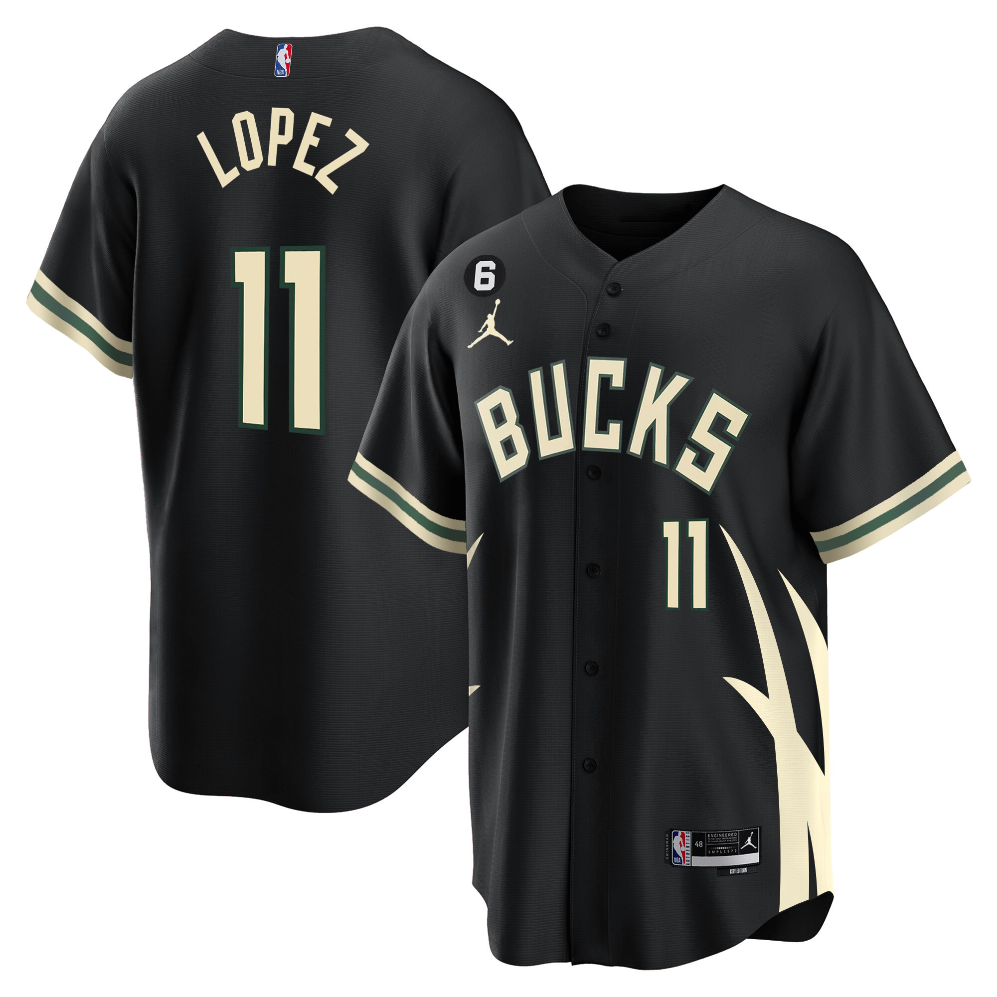 Men's Brook Lopez Milwaukee Bucks Baseball Jersey - All Stitched