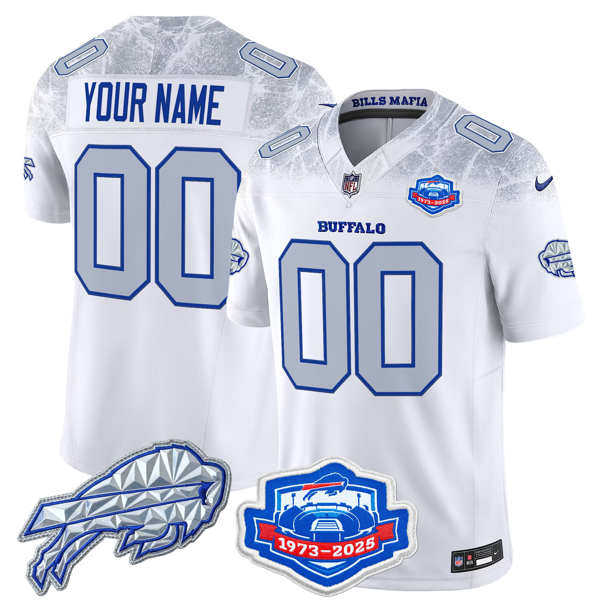 Men's Buffalo Bills 2025 Rivalries Vapor Limited Custom Cold Front Jersey - Farewell Season Patch - All Stitched