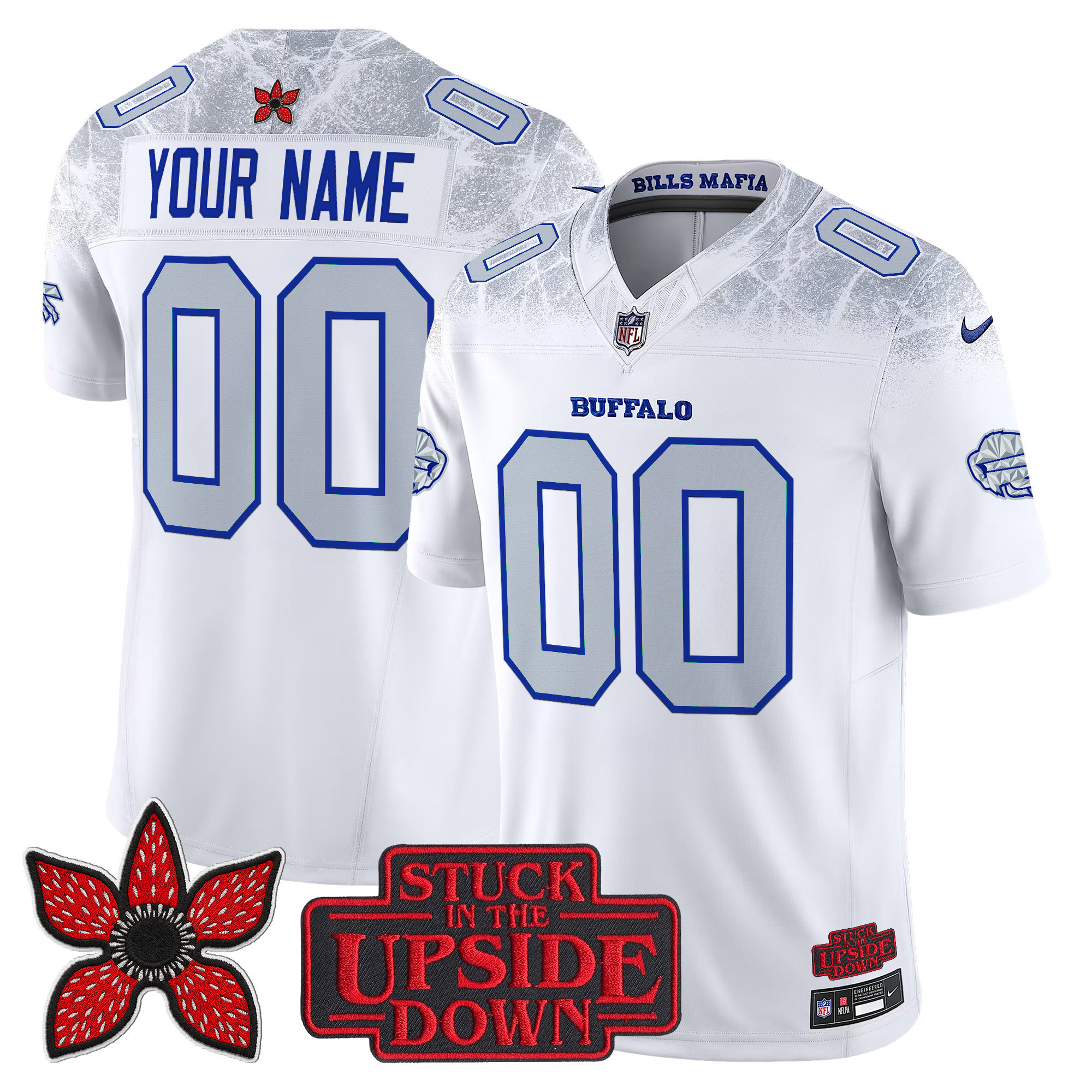 Men's Buffalo Bills Stranger Things Edition Vapor Limited Custom Rivalries Jersey V2 - All Stitched