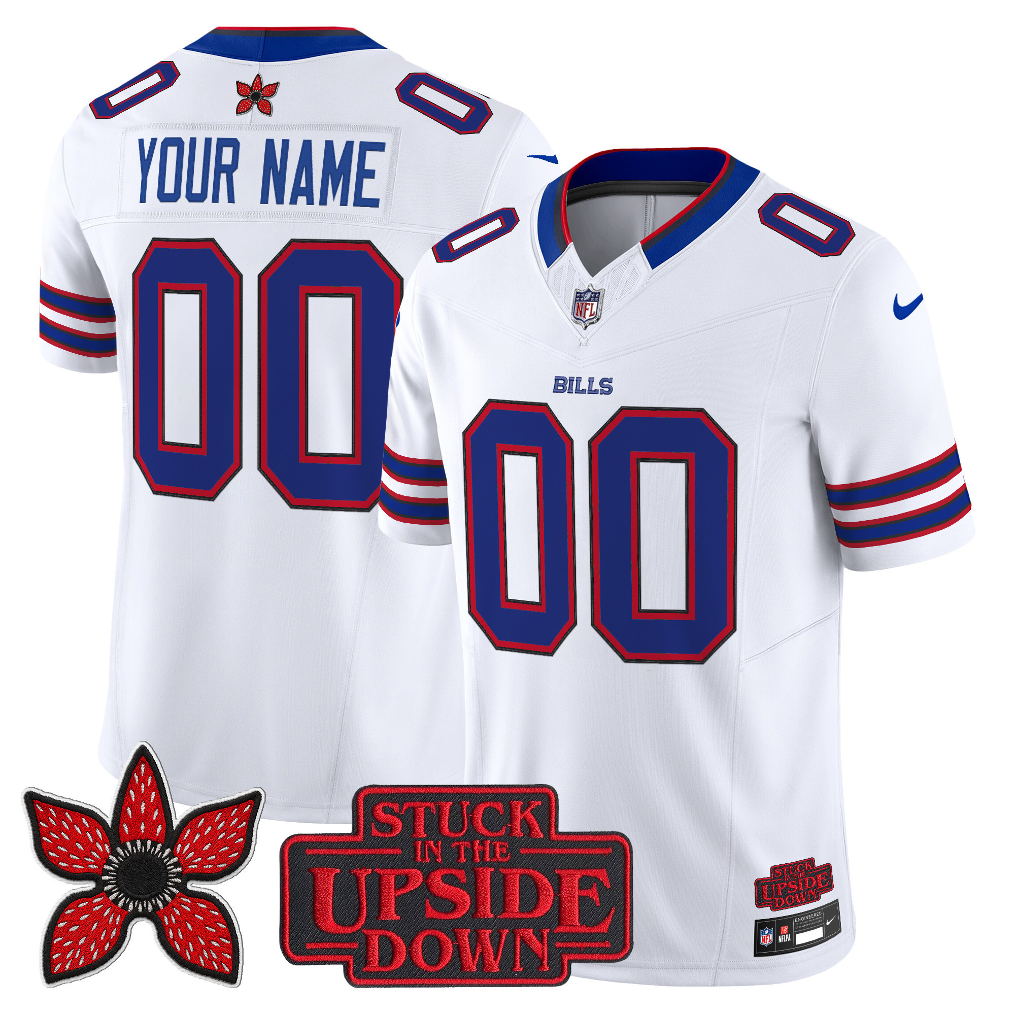 Men's Buffalo Bills Stranger Things Edition Vapor Limited Custom White Jersey V2 - All Stitched