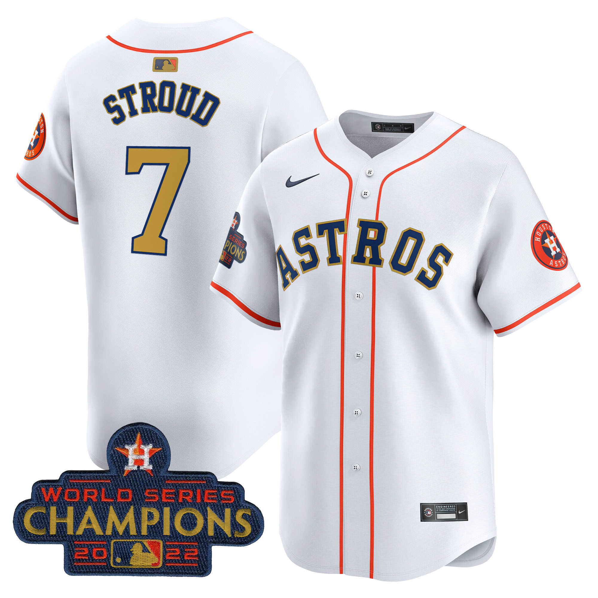Men's CJ Stroud Houston Astros 2022 World Series Champions Vapor Premier Limited Jersey - All Stitched