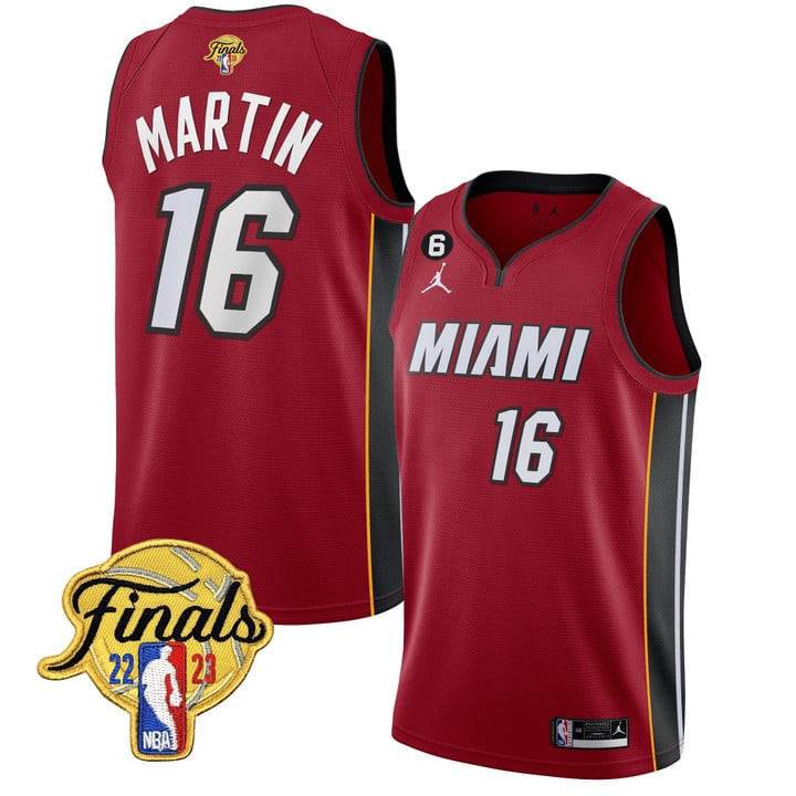 Men's Caleb Martin Miami Heat NBA Finals Patch Red Jersey ÃƒÂ¢Ã¢â€šÂ¬Ã¢â‚¬Å“ All Stitched