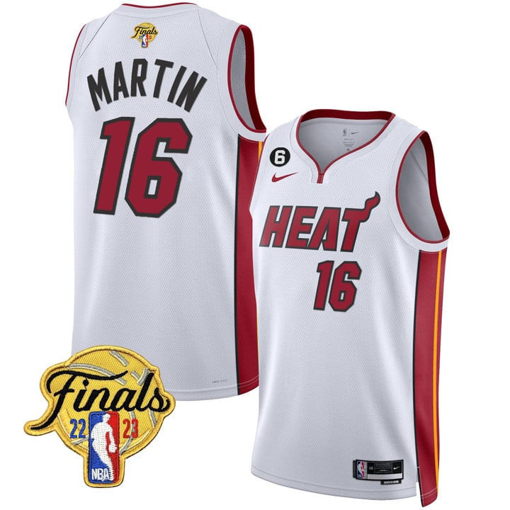 Men's Caleb Martin Miami Heat NBA Finals Patch White Jersey ÃƒÂ¢Ã¢â€šÂ¬Ã¢â‚¬Å“ All Stitched
