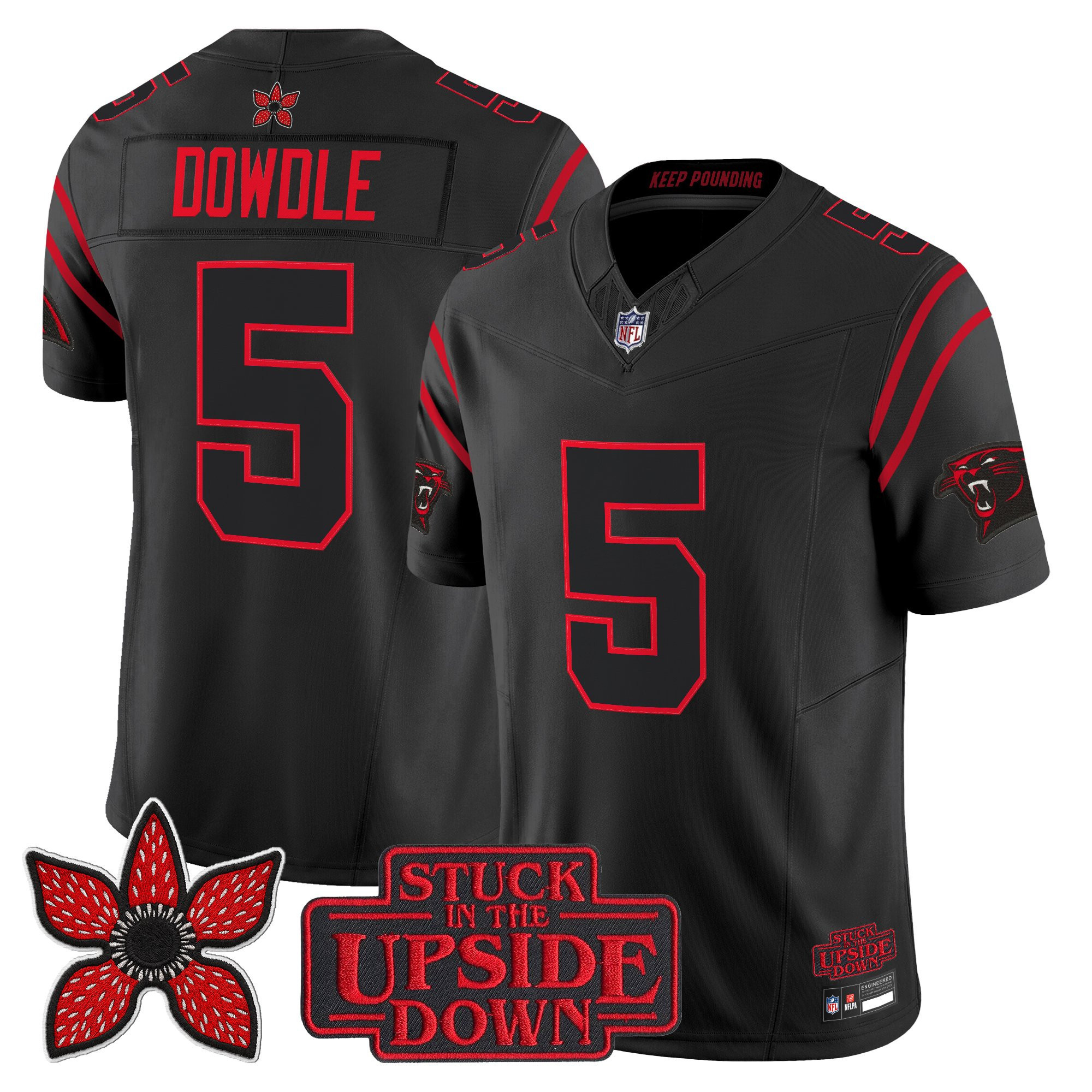 Men's Carolina Panthers Stranger Things Edition Vapor Limited Rico Dowdle Jersey - All Stitched
