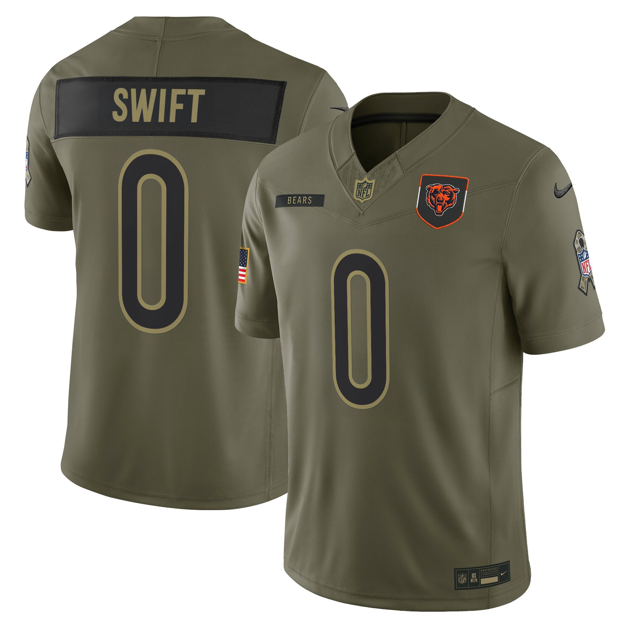 Men's Chicago Bears 2025 Salute to Service Vapor Limited DAndre Swift Jersey - All Stitched