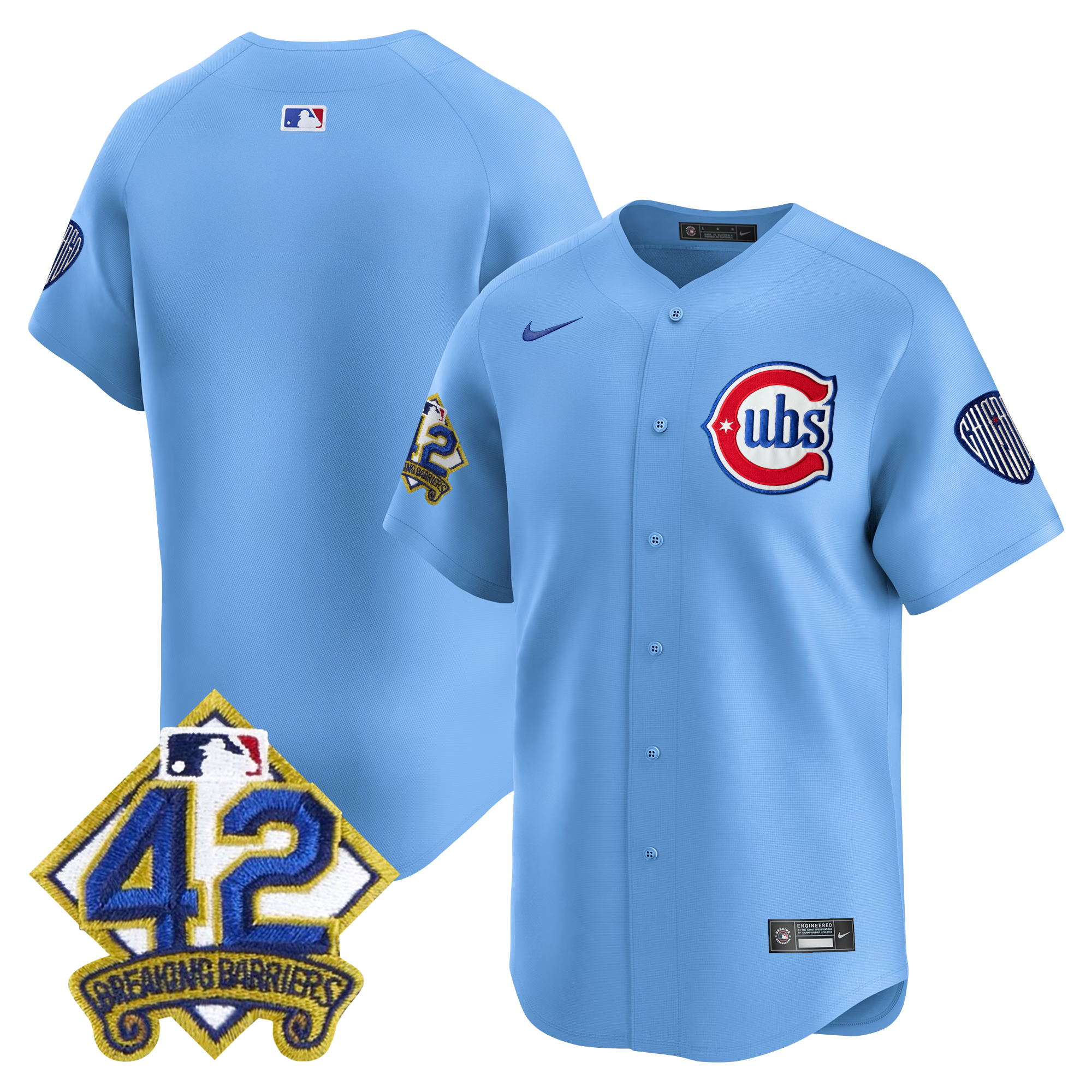 Men's Chicago Cubs 2025 Jackie Robinson Patch Vapor Premier Limited Blue Jersey - All Stitched