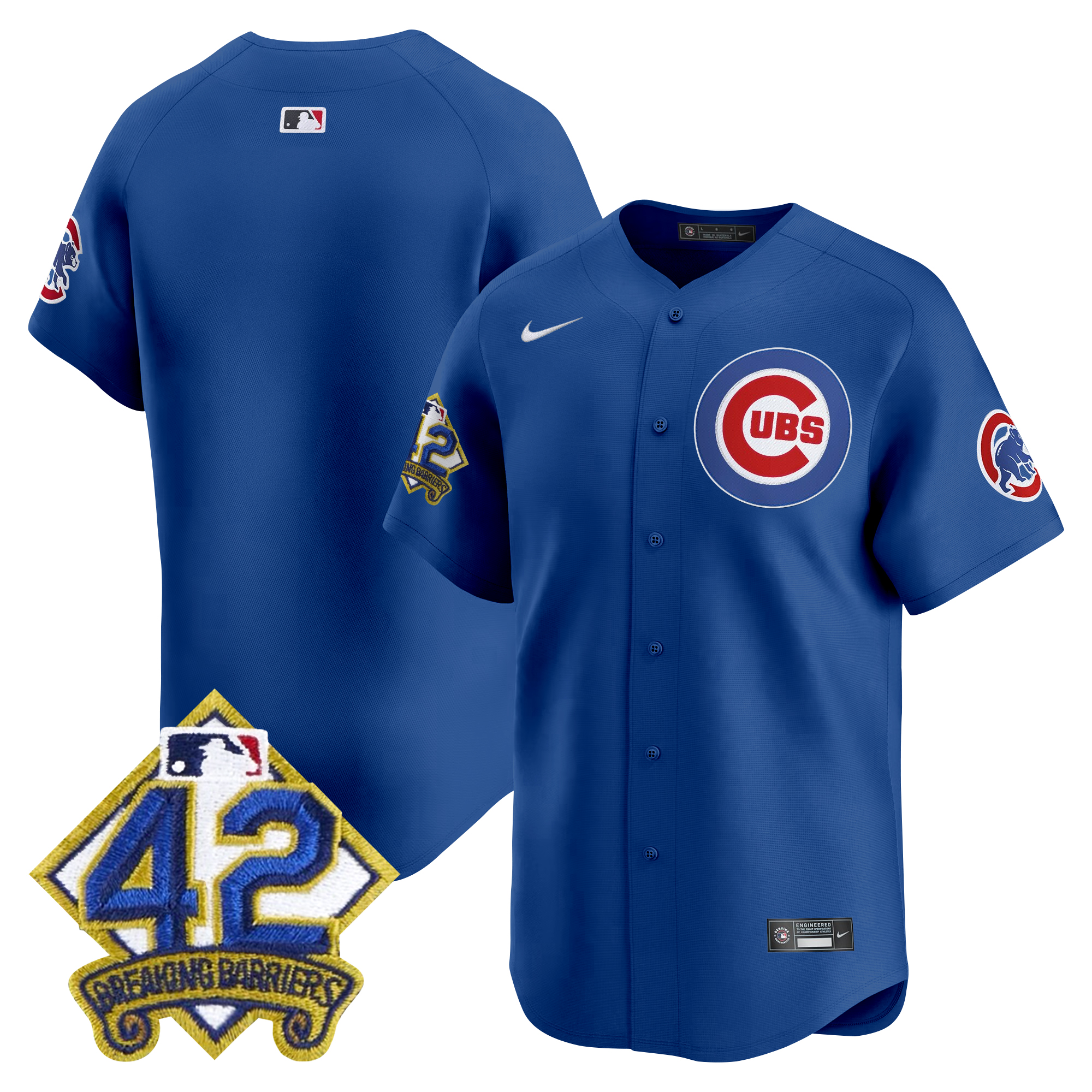 Men's Chicago Cubs 2025 Jackie Robinson Patch Vapor Premier Limited Royal Jersey - All Stitched