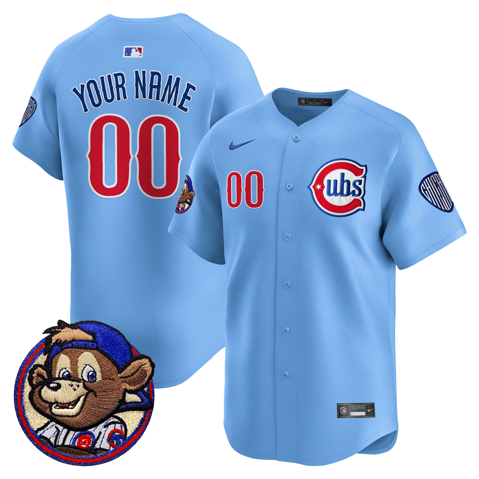 Men's Chicago Cubs Clark Patch Vapor Premier Limited Custom Blue Jersey - All Stitched