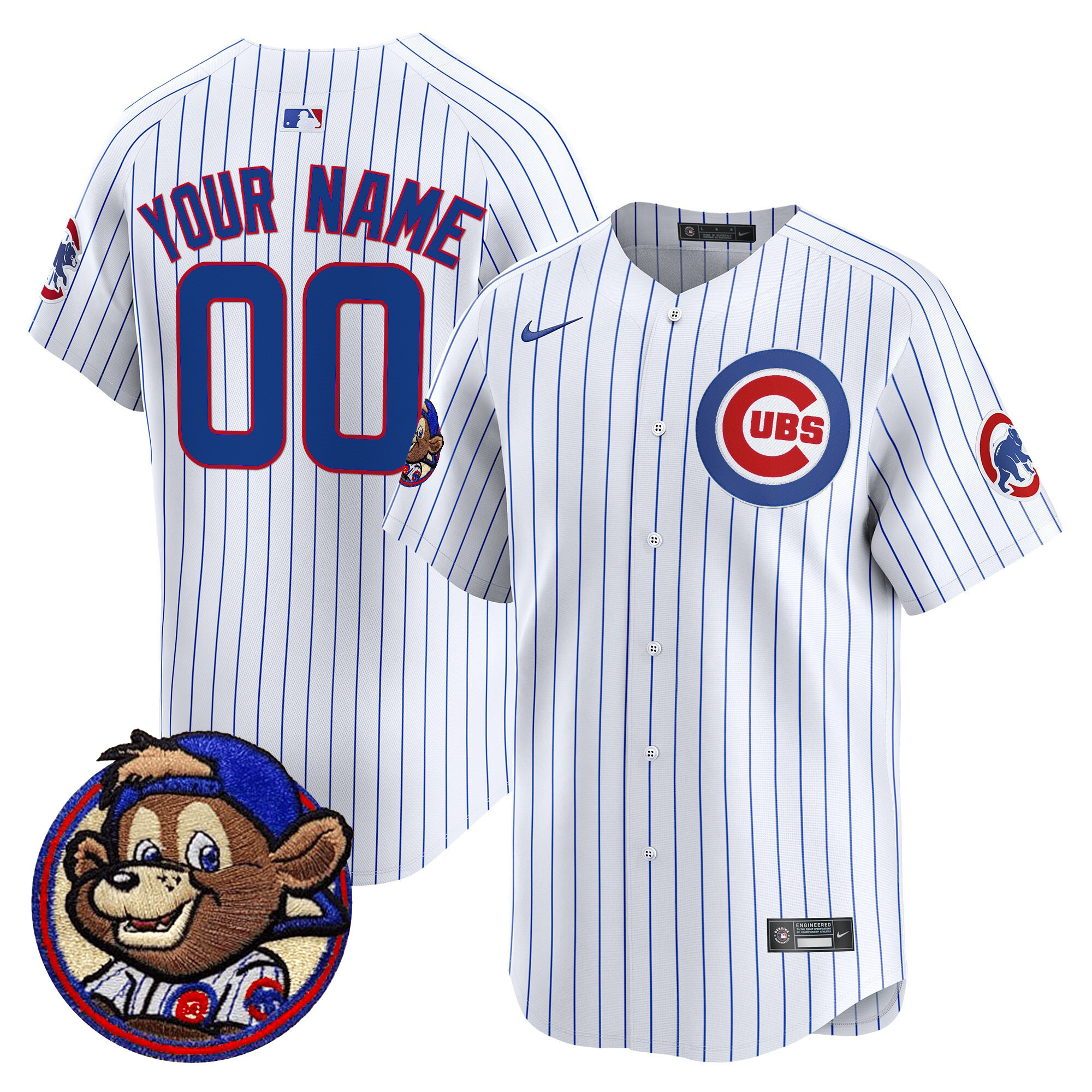 Men's Chicago Cubs Clark Patch Vapor Premier Limited Custom Pinstripe Jersey - All Stitched