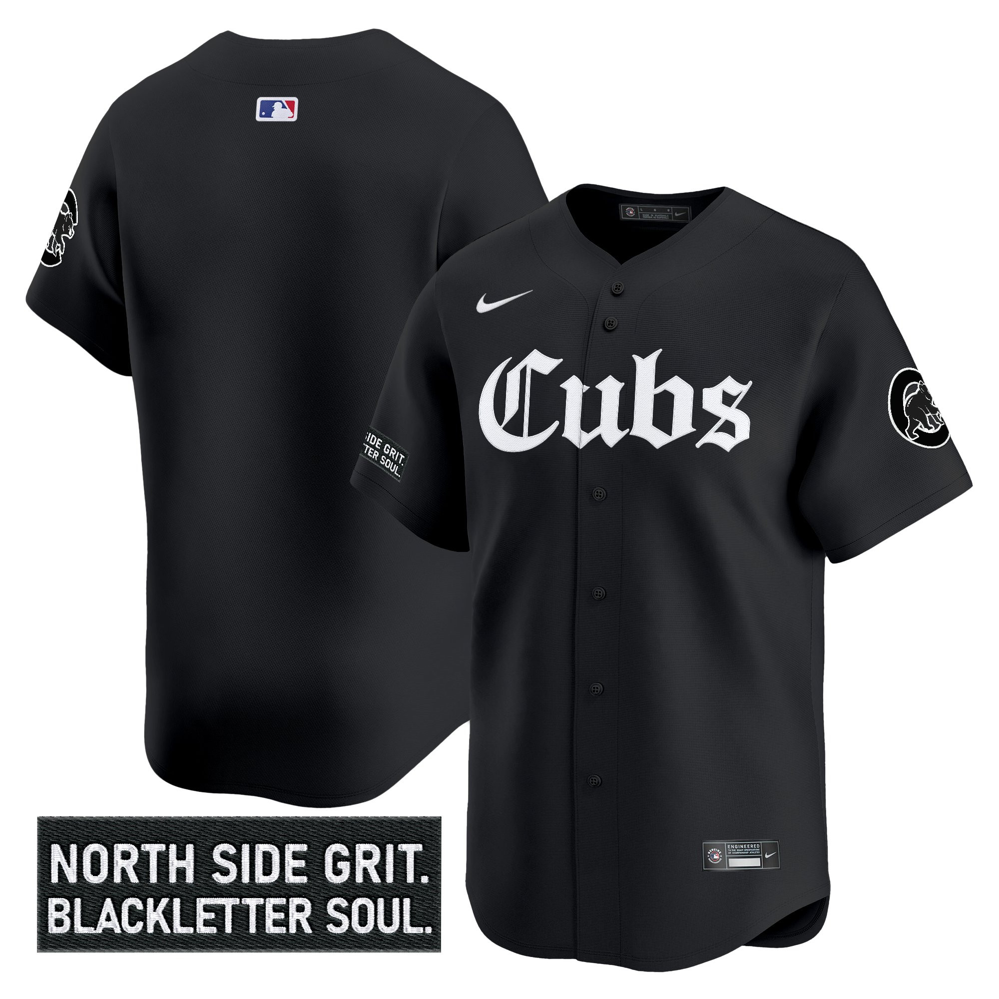 Men's Chicago Cubs 'Gothic North Side Edition Vapor Premier Limited Black Jersey - All Stitched