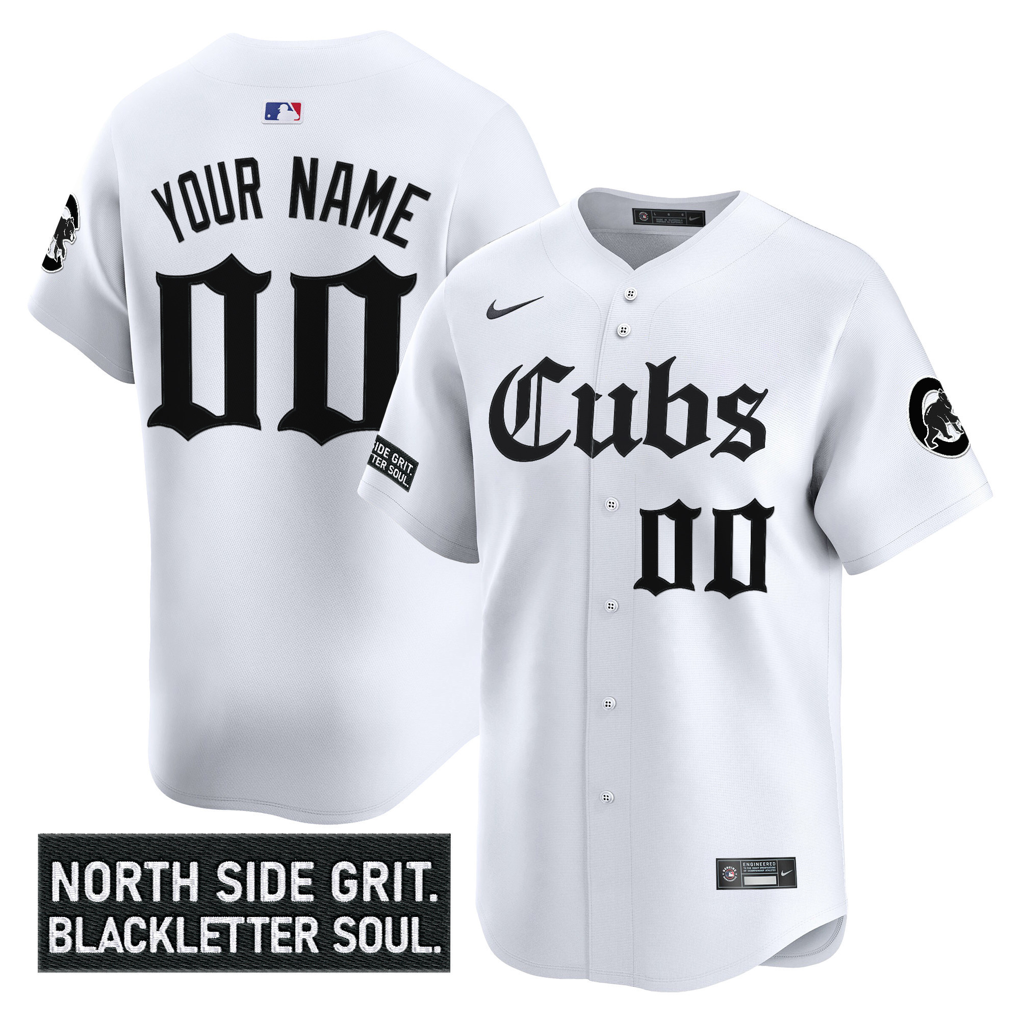 Men's Chicago Cubs 'Gothic North Side Edition Vapor Premier Limited Custom White Jersey - All Stitched