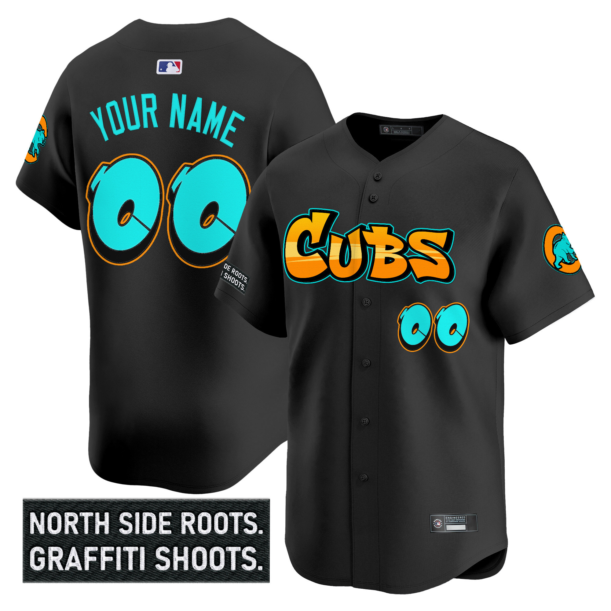 Men's Chicago Cubs 'Graffiti North Side Edition Vapor Premier Limited Custom Black Jersey - All Stitched