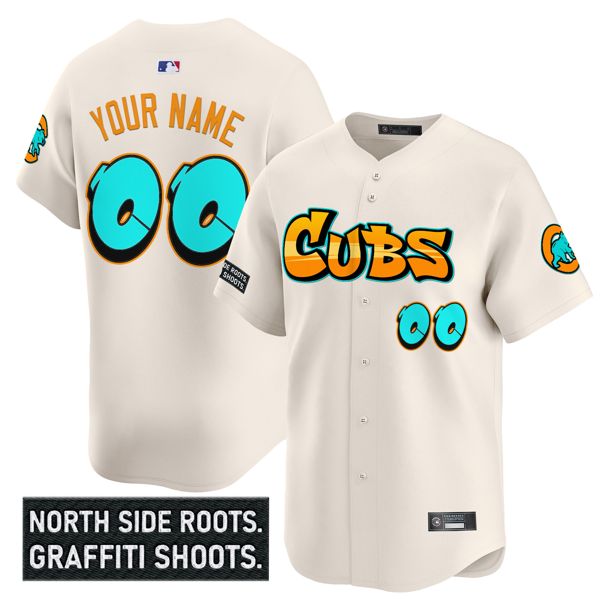 Men's Chicago Cubs 'Graffiti North Side Edition Vapor Premier Limited Custom Cream Jersey - All Stitched