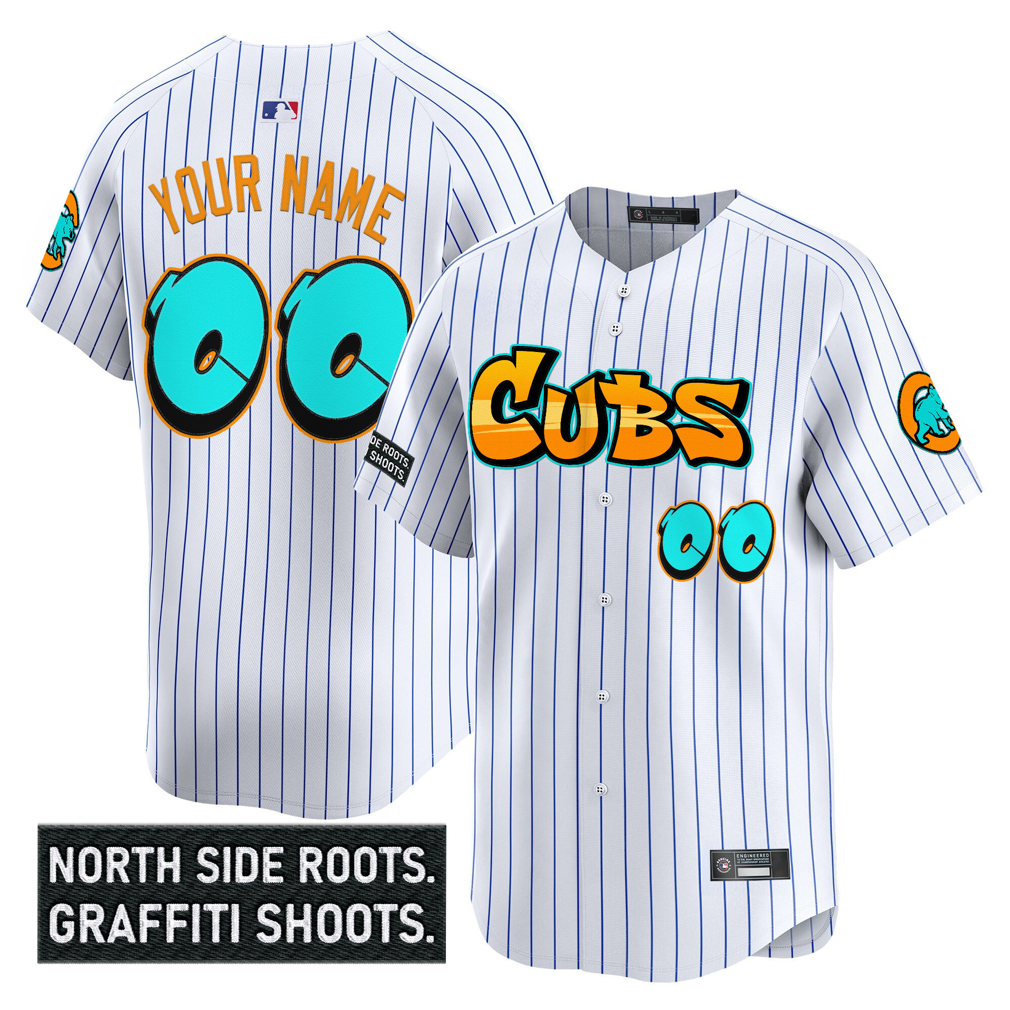 Men's Chicago Cubs 'Graffiti North Side Edition Vapor Premier Limited Custom Pinstripe Jersey - All Stitched