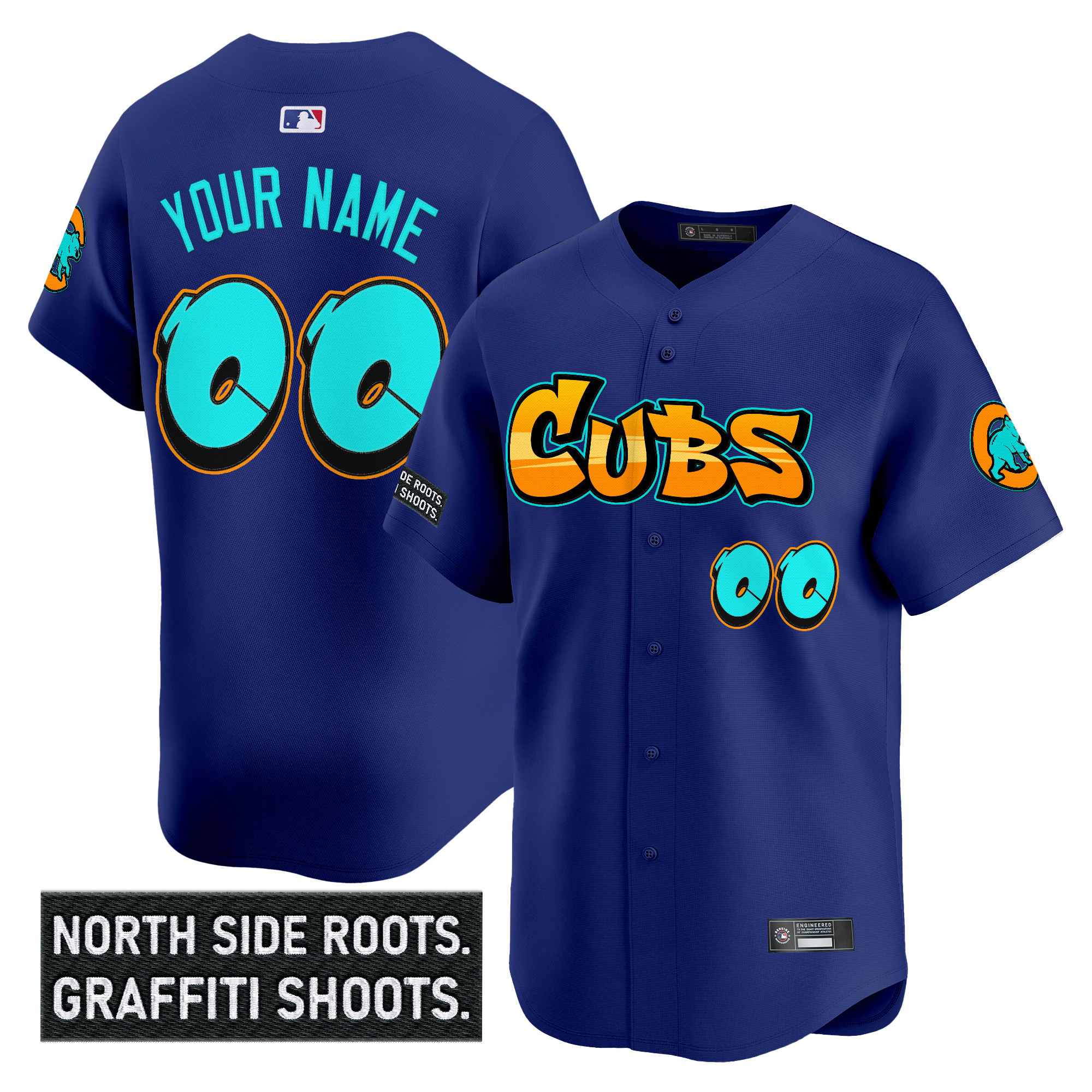Men's Chicago Cubs 'Graffiti North Side Edition Vapor Premier Limited Custom Royal Jersey - All Stitched