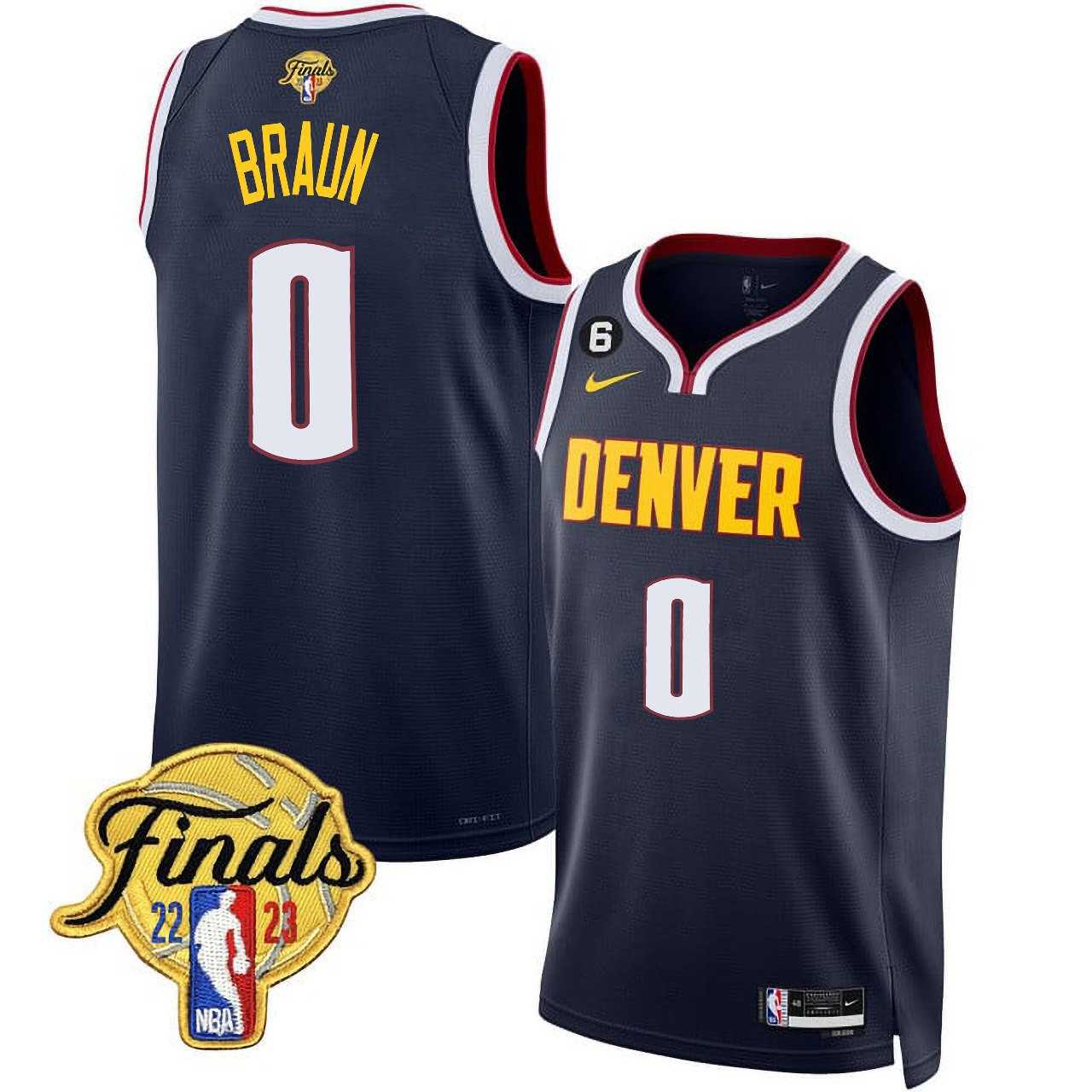 Men's Christian Braun Denver Nuggets Navy Jersey NBA Finals Patch Ãƒâ€šÃ¢â‚¬â€œ All Stitched