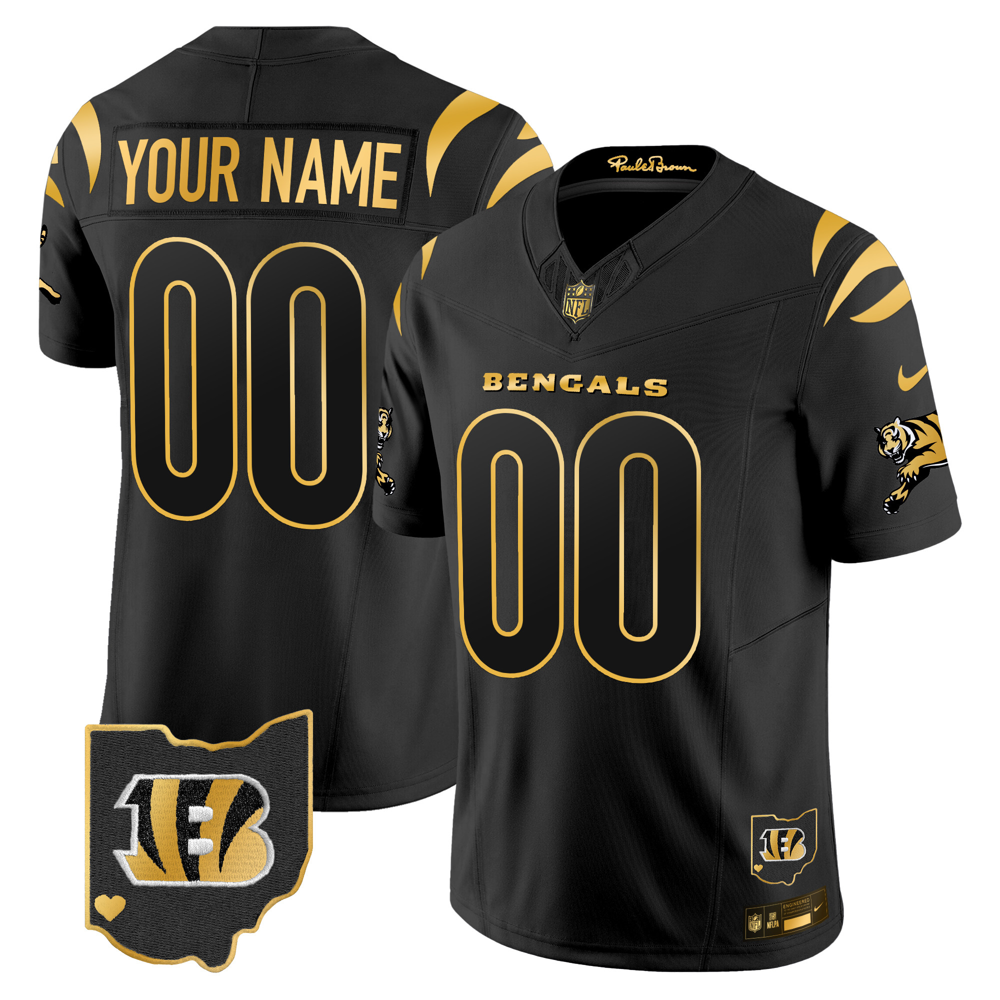 Men's Cincinnati Bengals 2024 Gold Vapor Limited Custom Black Gold Jersey - All Stitched