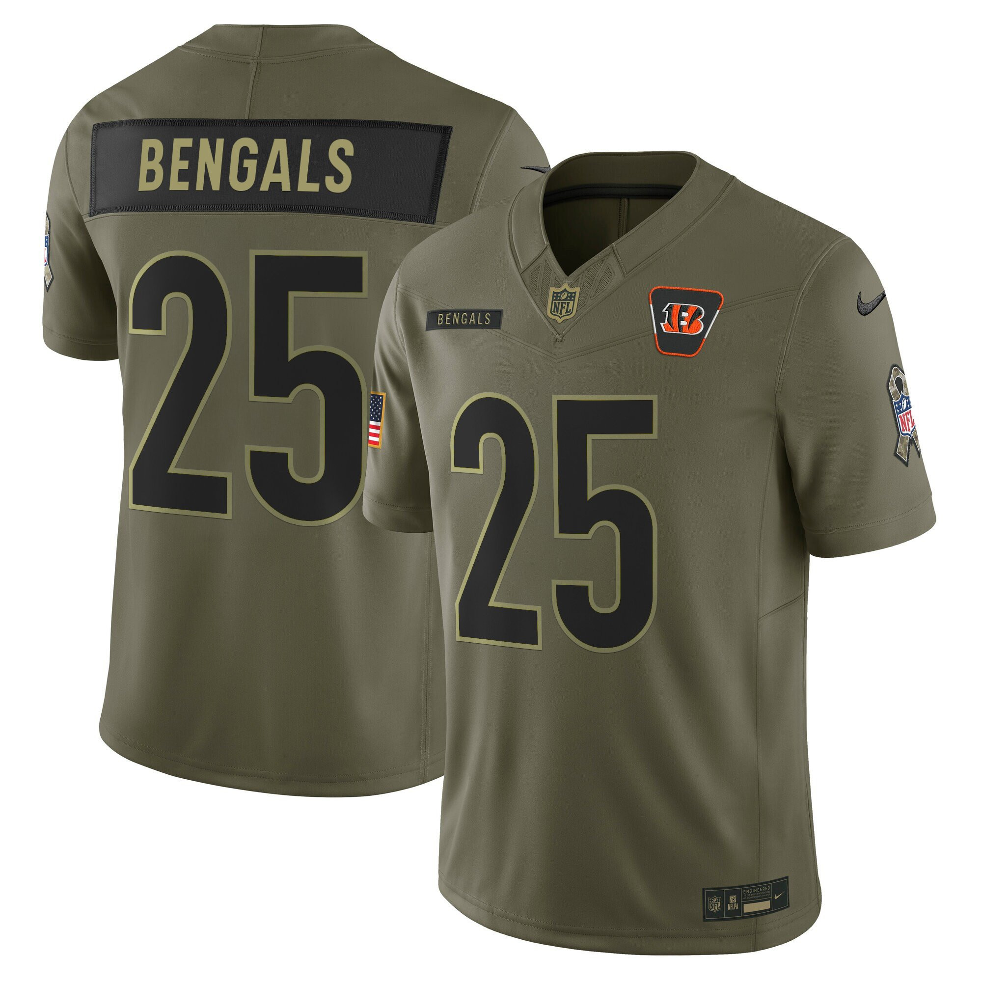 Men's Cincinnati Bengals 2025 Salute to Service Vapor Limited #25 Bengals Jersey - All Stitched