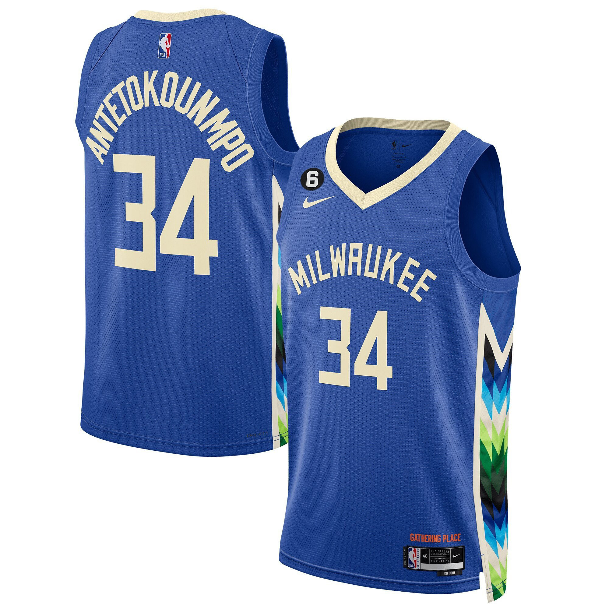 Men's City Giannis Antetokounmpo #34 Milwaukee Bucks Collection Jersey - All Stitched